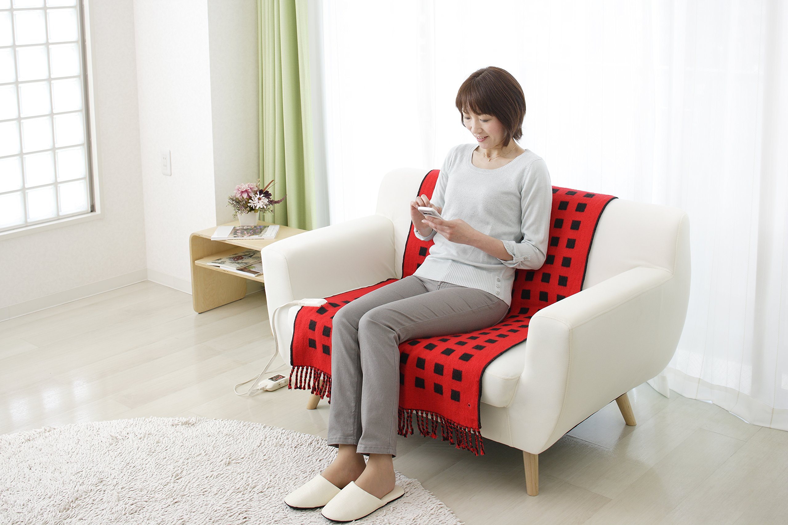 Amazon | 日本製 電気ひざ掛け リバーシブルタイプ レッド SB-H501