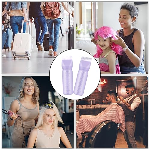 Miniatura 7 de 4 botellas aplicadoras de peine de raíz, botellas de tinte para el cabello de 6 onzas con peine y cepillo de aceite de plástico para el cabello a