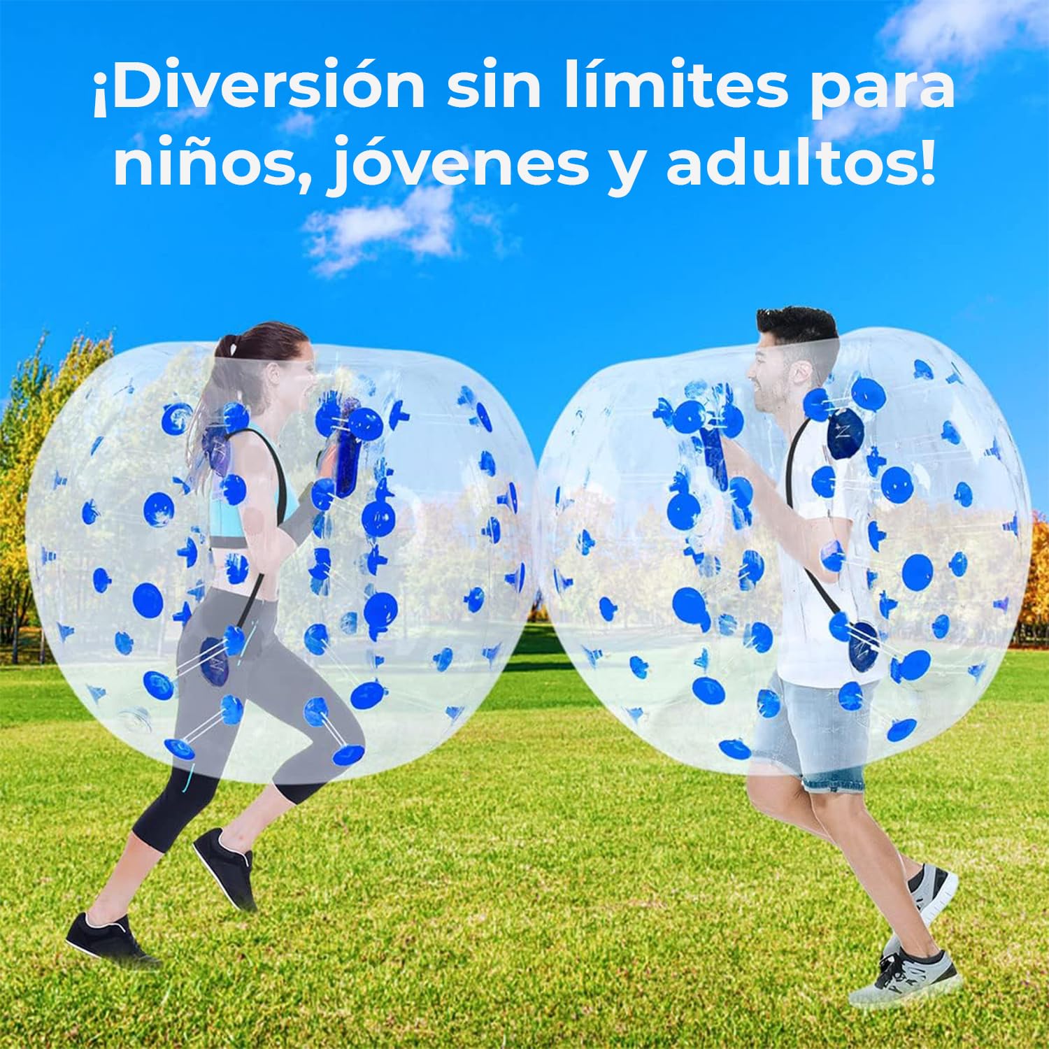 CANNON - Pelota Hinchable Zorb Ball de 150cm y 170 cm | Bubble Soccer para Niños y Adultos | Balón Gigante para Deporte y Diversión al Aire Libre | PVC Resistente y Arnés de Seguridad