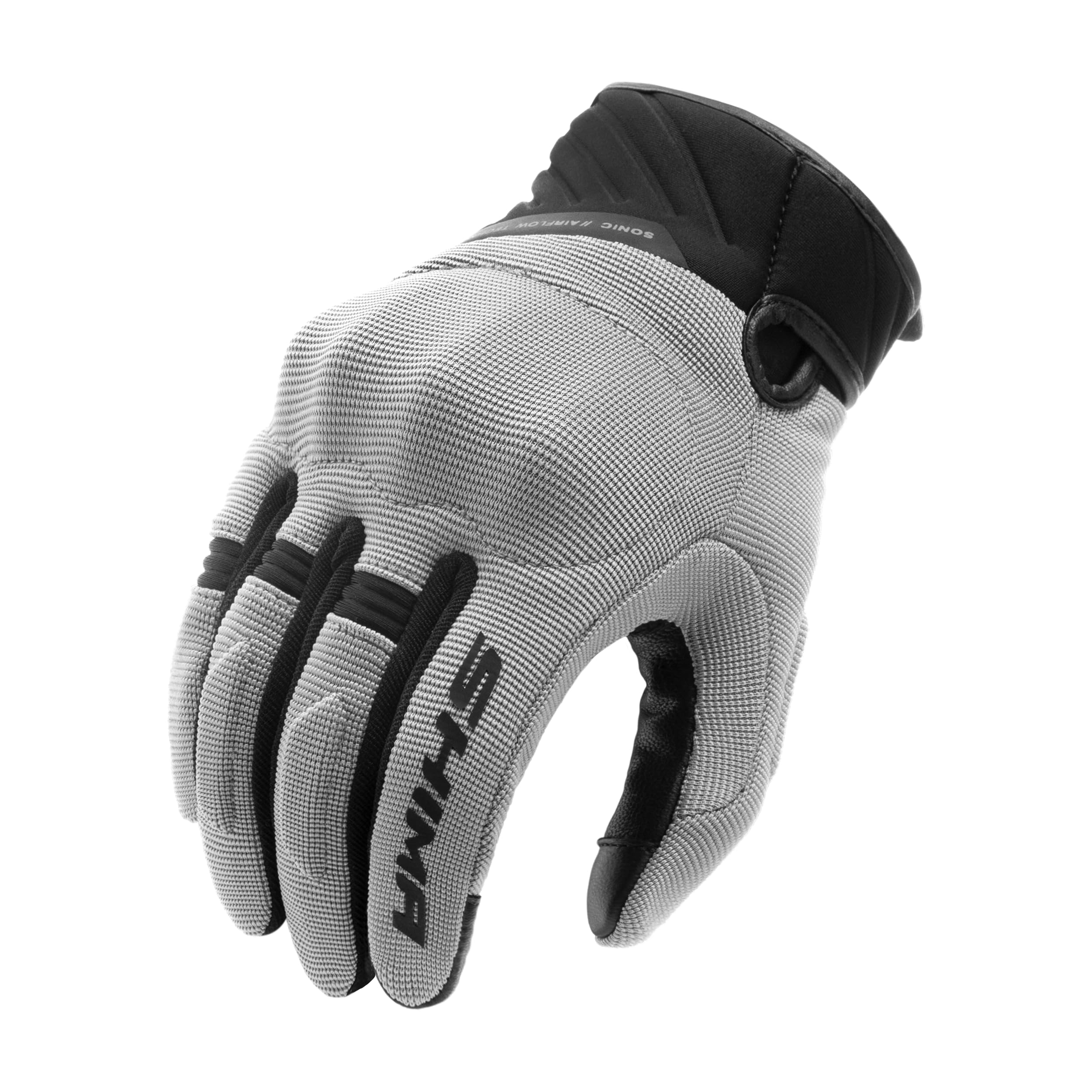 SHIMA SONIC Motorbike Gloves Men Textile Leather Short Summer Biker Armoured Protectors Motorcycle Perforated Ventilated Touchscreen Motorsport Glove Lightweight Motocross (Mens, Grey, XXL)