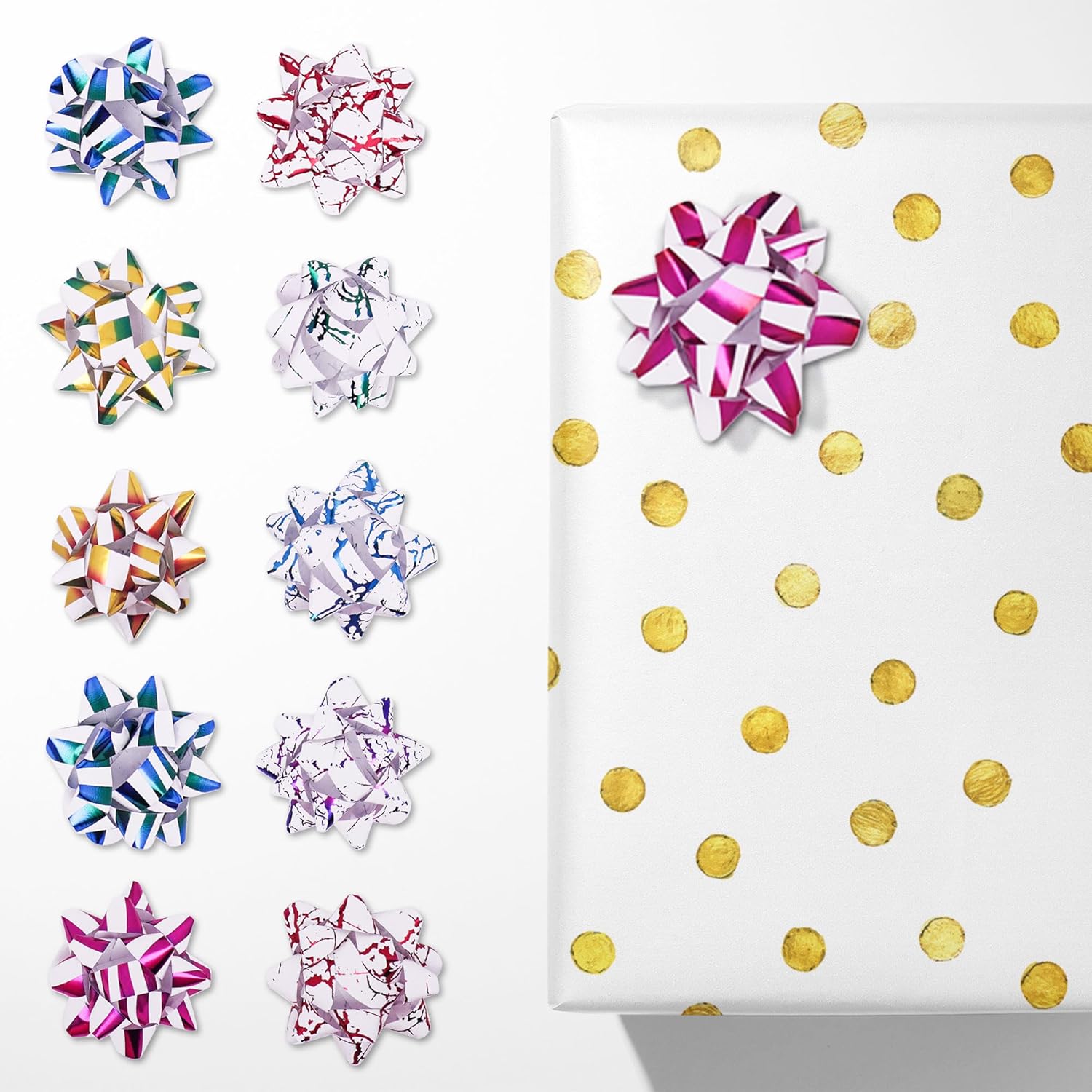 Rainbow Gift Bow Assortment (25Pcs Multicolour) Colorful Wrap Bows for Gift Wrapping,Multicolor Present Bows for Christmas, Birthday, Weddings, Baby Showers,Party - Image 5