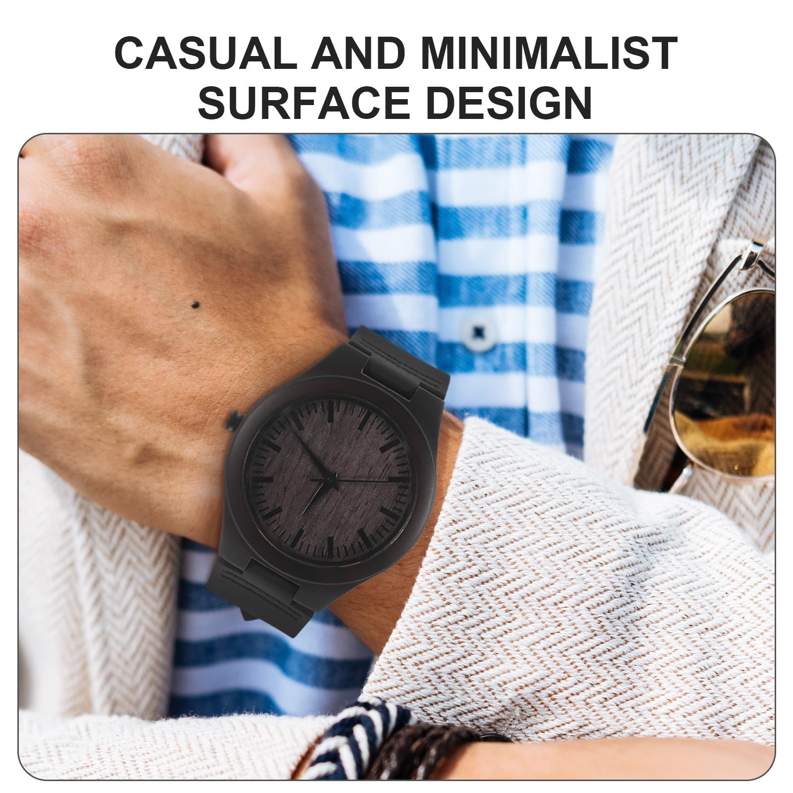 Ciieeo Reloj de Madera Natural para Hombre Cuarzo Preciso Correa Ligera de Madera Ecológica Diseño Casual Cómodo Regalo para Esposo y Padre