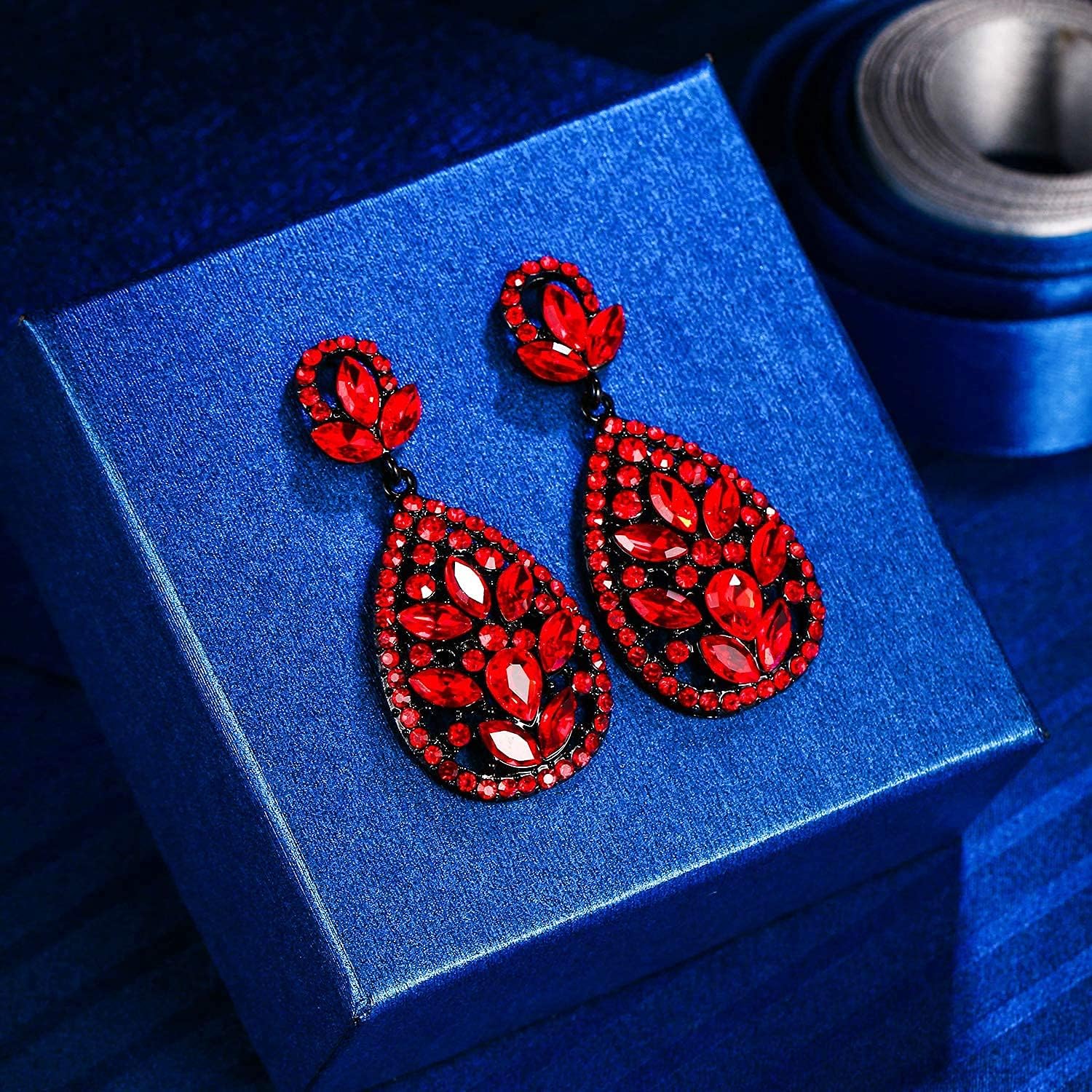 EleQueen Women's Wedding Bridal Austrian Crystal Bohemia Teardrop Chandelier Dangle Earrings - Image 7