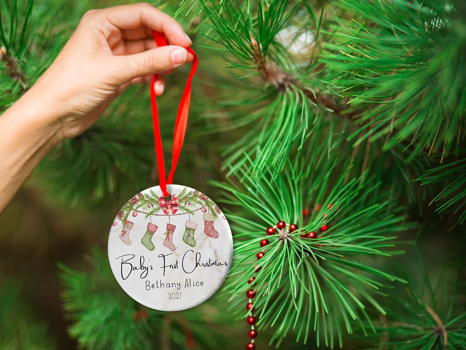 Personalized Baby's First Christmas 2022 Ornament, Custom Photo Ornament, Customized Name, Christmas Decorations, Keepsake for NewBorn Baby, Custom Baby Name, Xmas Tree Ornaments Hanging