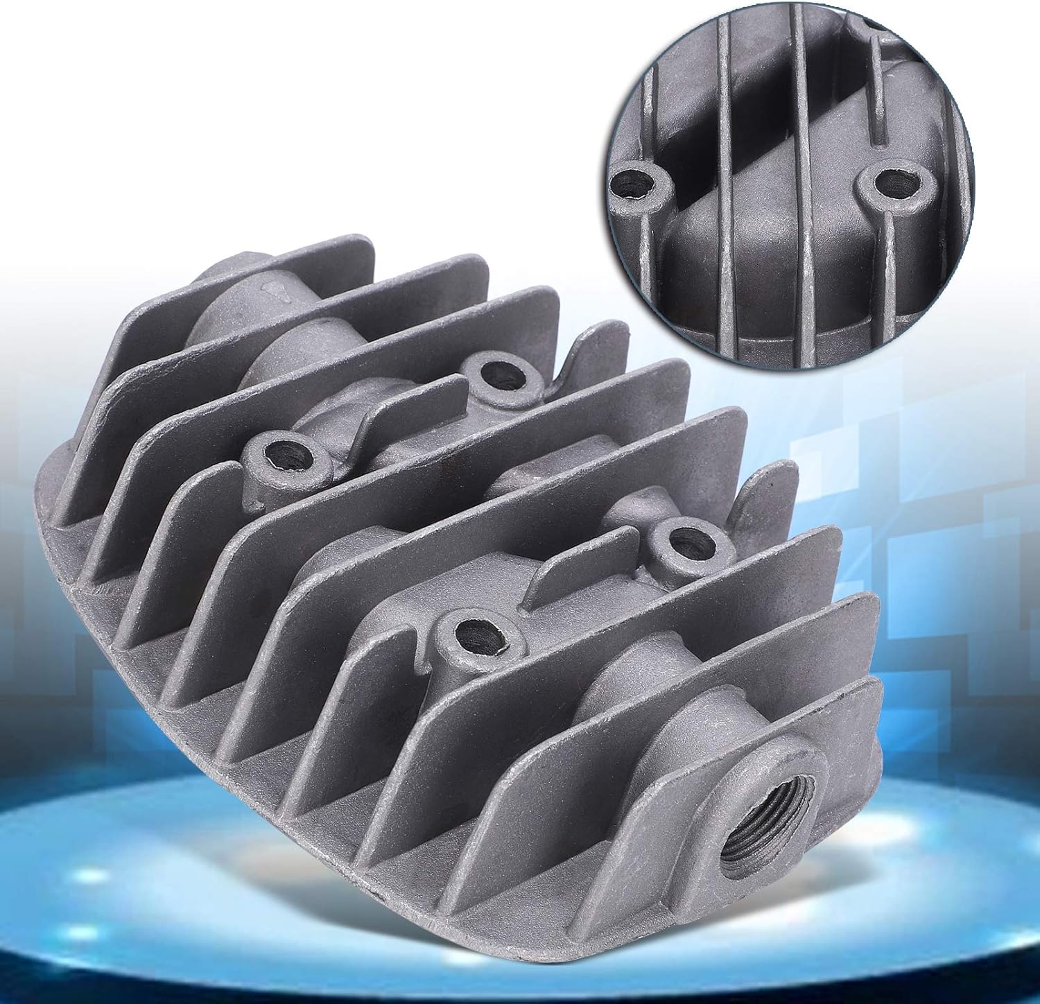 2PCS Compressor Head Accessories Air Compressor Cylinder Head 2.5P/3P/5P/6P Cast Aluminum Pneumatic Drive Mode 58x58mm Cylinder Head Air Compressor Parts