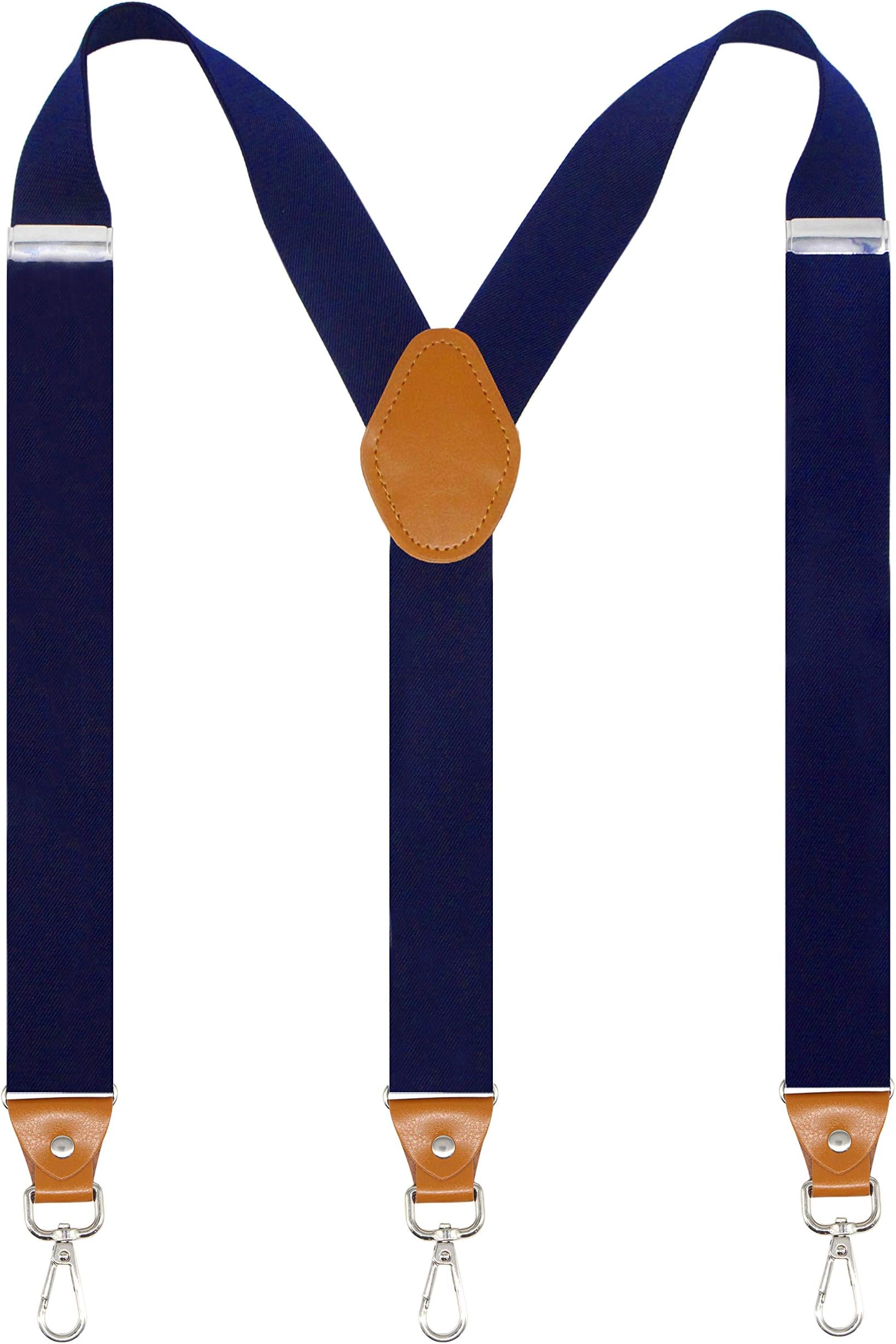 Mens Suspenders with 3 Swivel Hooks Belt Loops 1.4 Inch Wide Heavy Duty Adjustable Braces