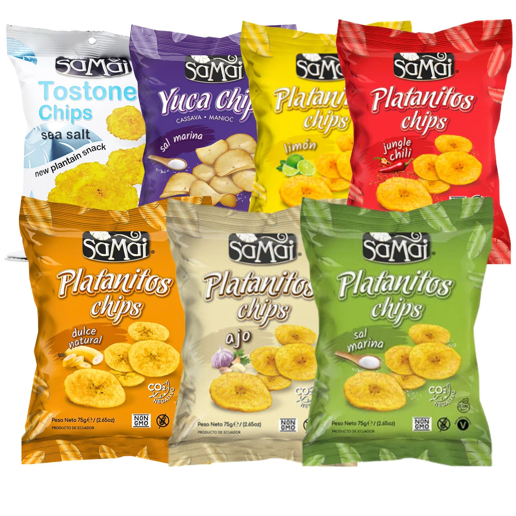 Samai Chips de yuca Sal marina del Pacífico (paquete de 15) sin gluten, sin nueces, sin lactosa, certificado Kosher, aperitivo apto para paleo