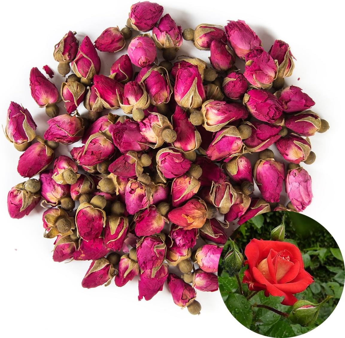 TooGet Fragrant Natural Red Rose Buds Rose Petals Organic Dried Flowers Wholesale, Culinary Food Grade - 4 OZ