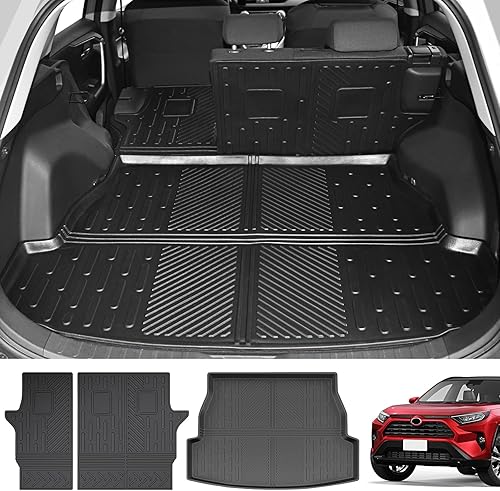 Alfombrilla de carga trasera y alfombrilla de respaldo para Toyota RAV4 2019-2024 para todo tipo de clima, tapete de maletero de elastómero