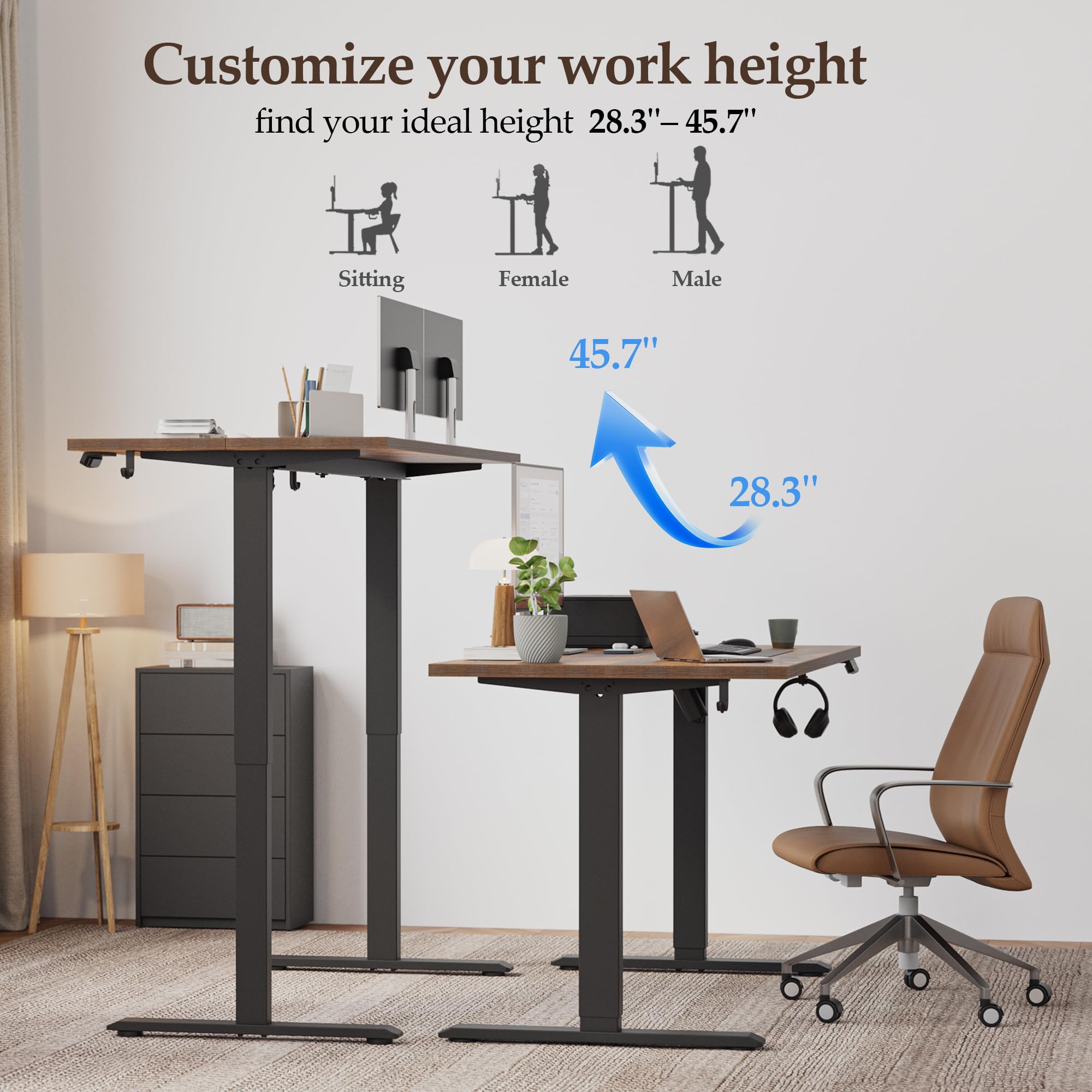 Klicelor Electric Standing Desk 48 Inch Height Adjustable Desk for Home Office Sit Stand Up Rising Computer Table — view 6
