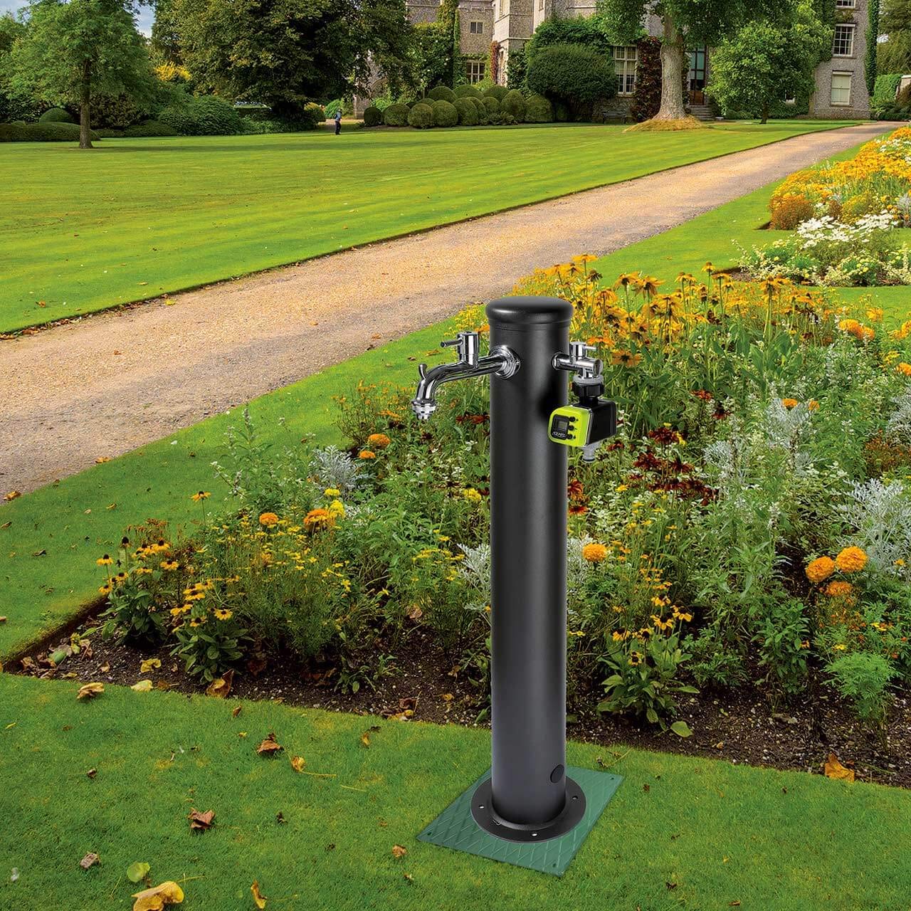 Fuente Jardin Fuente De Pared Belfer Con Doble Grifo Y Cubo