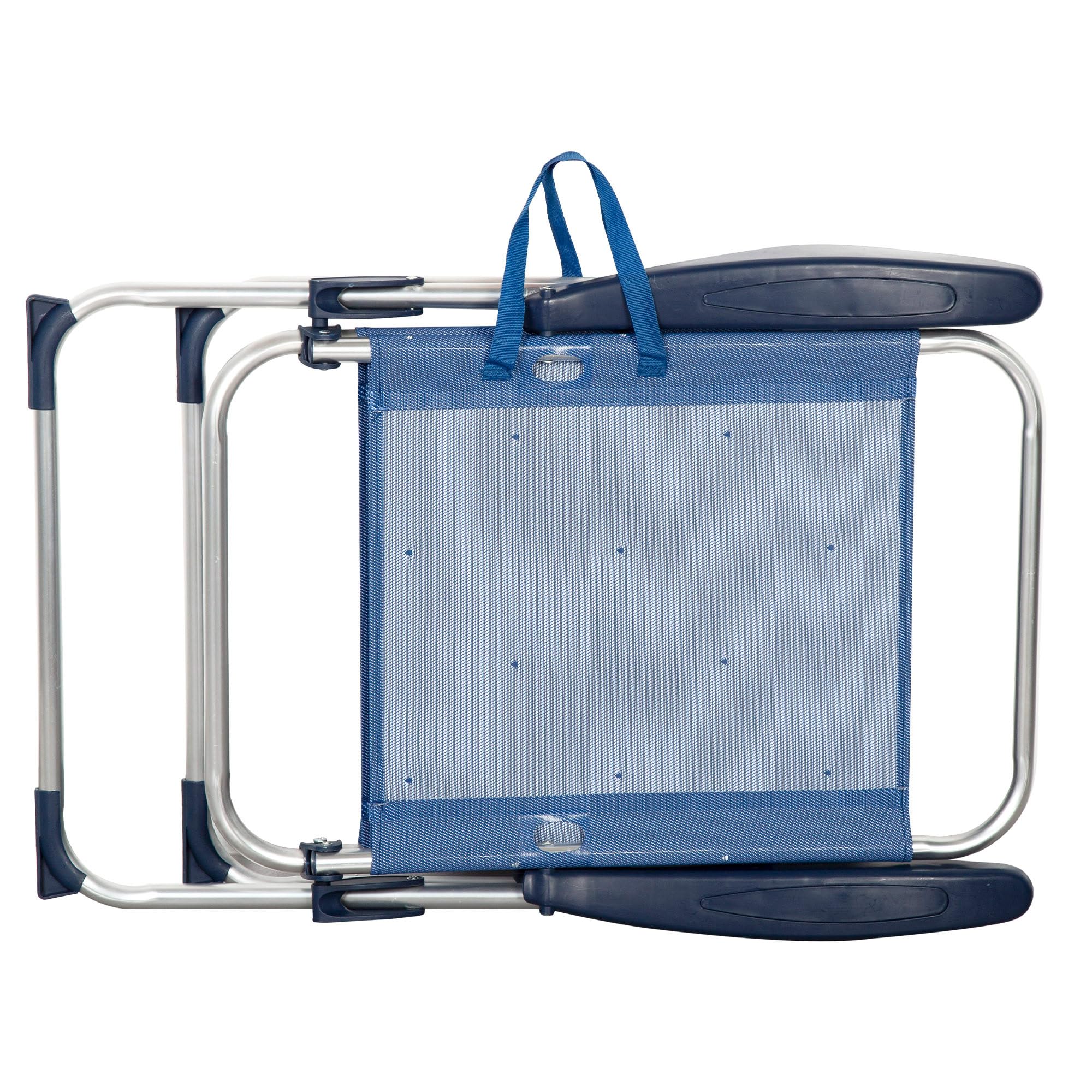 AKTIVE Chaise de Plage Pliable, 65 x 60 x 38/96 cm, Dossier inclinable, réglable 4 Positions, Structure en Aluminium, Tissu textilène, Anti-retournement, Max. 110 kg, Couleur Bleue, modèle La Palma