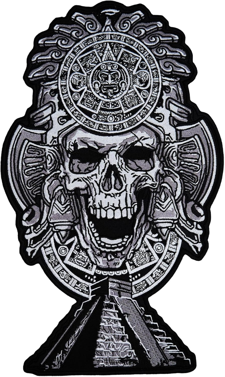Pyramid Skull Large Back Embroidered Patch for Vest Iron-on Sew on, Multi-Color