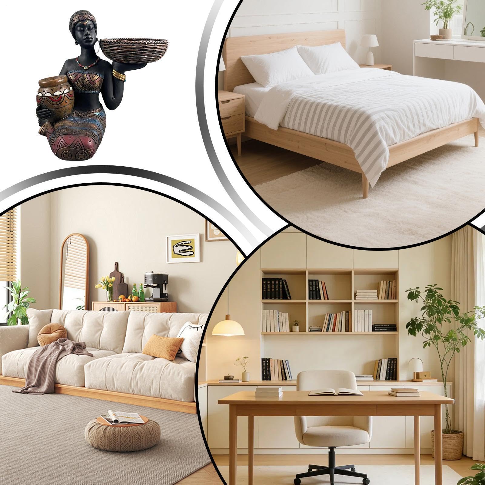 Figurine Africane per Arredamento Casa Donna Seduta con Figurine da Tavolo | Statue Decorative per Soggiorno Luogo di Lavoro Scrivania Tavolo Scaffale Stanza di Studio Ingresso Negozi