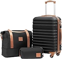 Vista 1 de Coolife Juego de maletas de equipaje Set de 3 maletas de equipaje Set de equipaje de 3 piezas para llevar en cabina Maletas rígidas con traba TSA