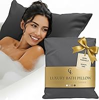 CLAESSONLIVING Luxury Bath Pillow for Tub - Thick Ergonomic Head, Neck & Back Support - Machine Washable Quick-Dry Bathtub Cushion, Dark Gray