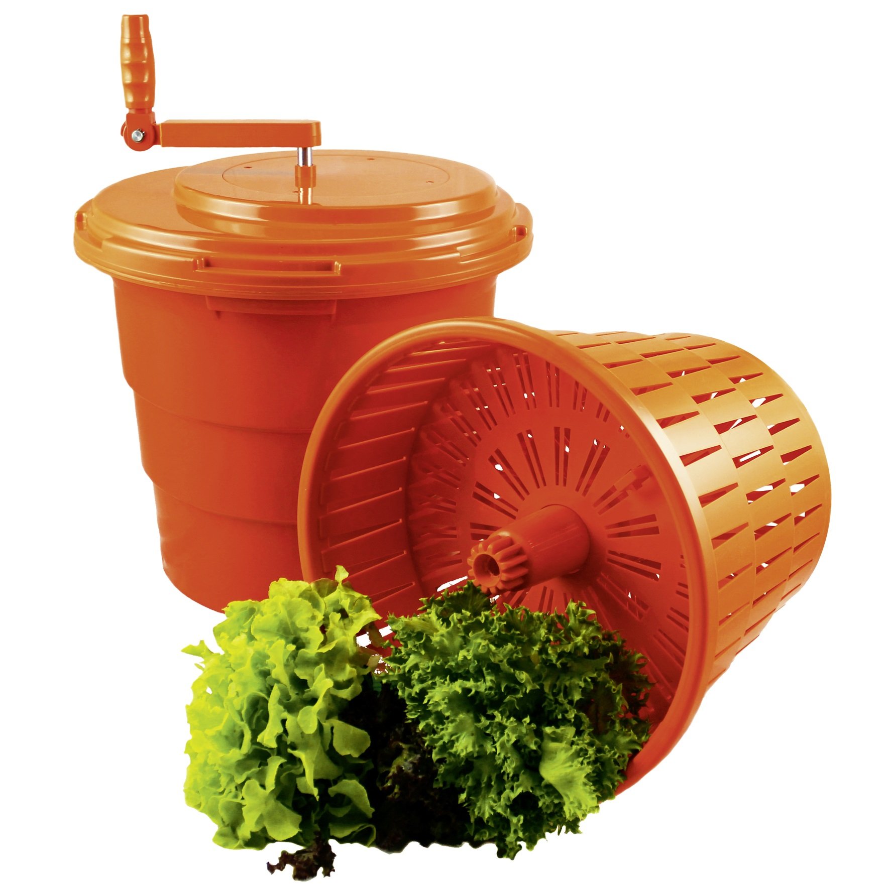 Centrifuga per Insalata con 2 Inserti 25 Litri, 45 cm di Diametro e 50 cm di Altezza Arancione, qualità Professionale