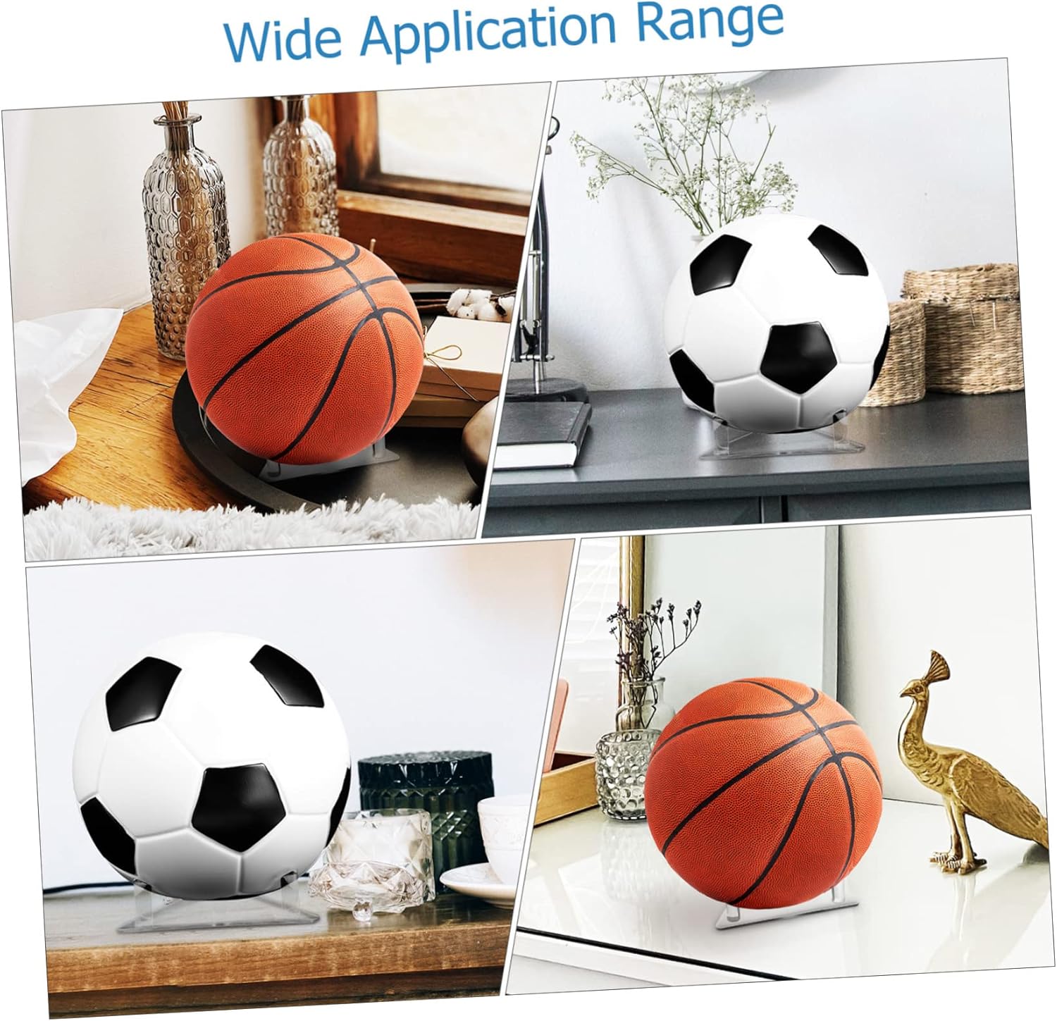 BESPORTBLE 4sets Football Display Acrylic Ball Stands Multi-color Ball Rack Organizer for Sports 2pcs*4