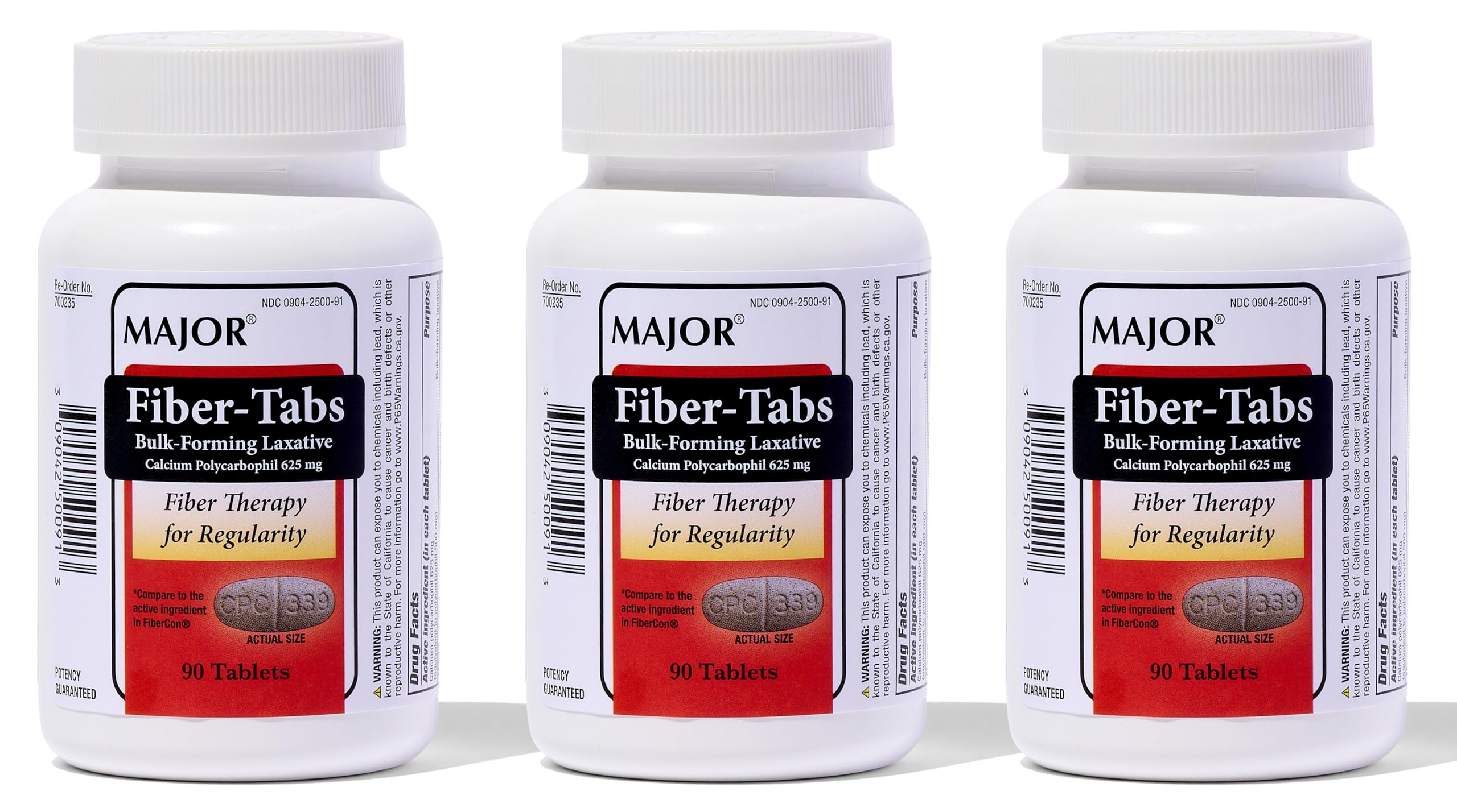 [3 PACK] MAJOR FIBER-TABS BULK-FORMING LAXATIVE 90CTCompare to the same active ingredients in FiberCon & SAVE!!