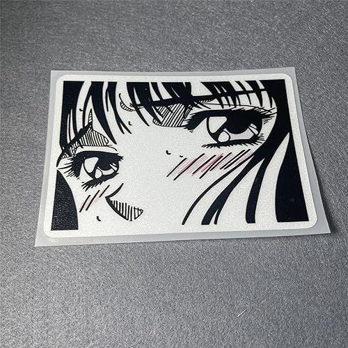 Miniatura 2 de Pegatinas de coche de dibujos animados chica tímida cara mirilla apliques auto camión ventana al aire libre precaución calcomanías impermeables