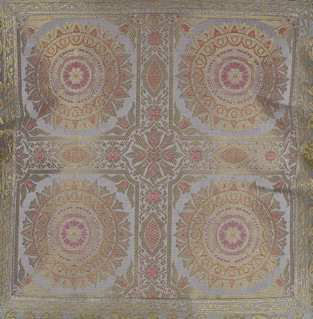 Lalhaveli Decorative Mandala Design Indian Banarasi Silk Square Cushion Covers 16x16 inch (40x40 cm) (2 Pc)