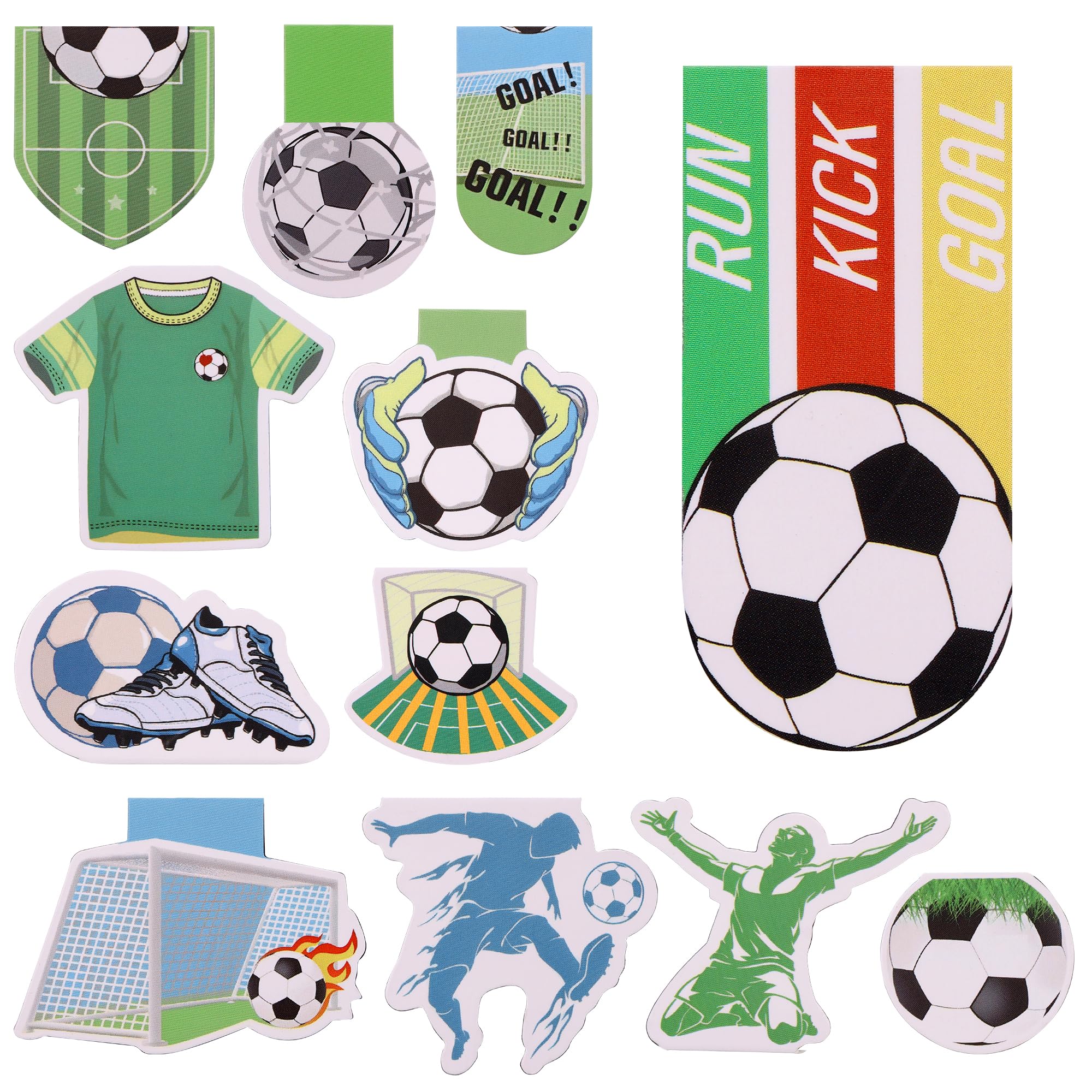 JIANTA 12pcs Marcapáginas Magnético, Marcapáginas Clip de Página, Elementos de Fútbol, para Amantes de los Libros, Niños Alumnos, Regalos de Fiesta para Niños