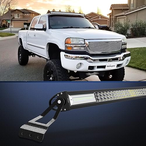 Miniatura 6 de Nilight 2 soportes de barra de luz LED curvados de 52 pulgadas en la cabina superior del techo del parabrisas para Chevy Silverado Suburban