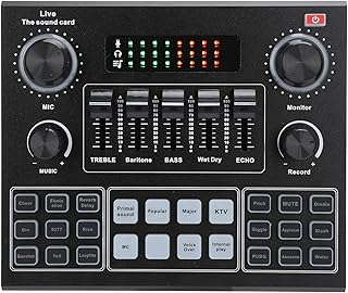 Goshyda Sound Card, Bluetooth Multi Layers Noise Reduction External Sound Card, with 16 Special Effects Sound, for Adjust the Atmosphere, Suitable for Computer Game, Mobile Phone, Live Broadcast