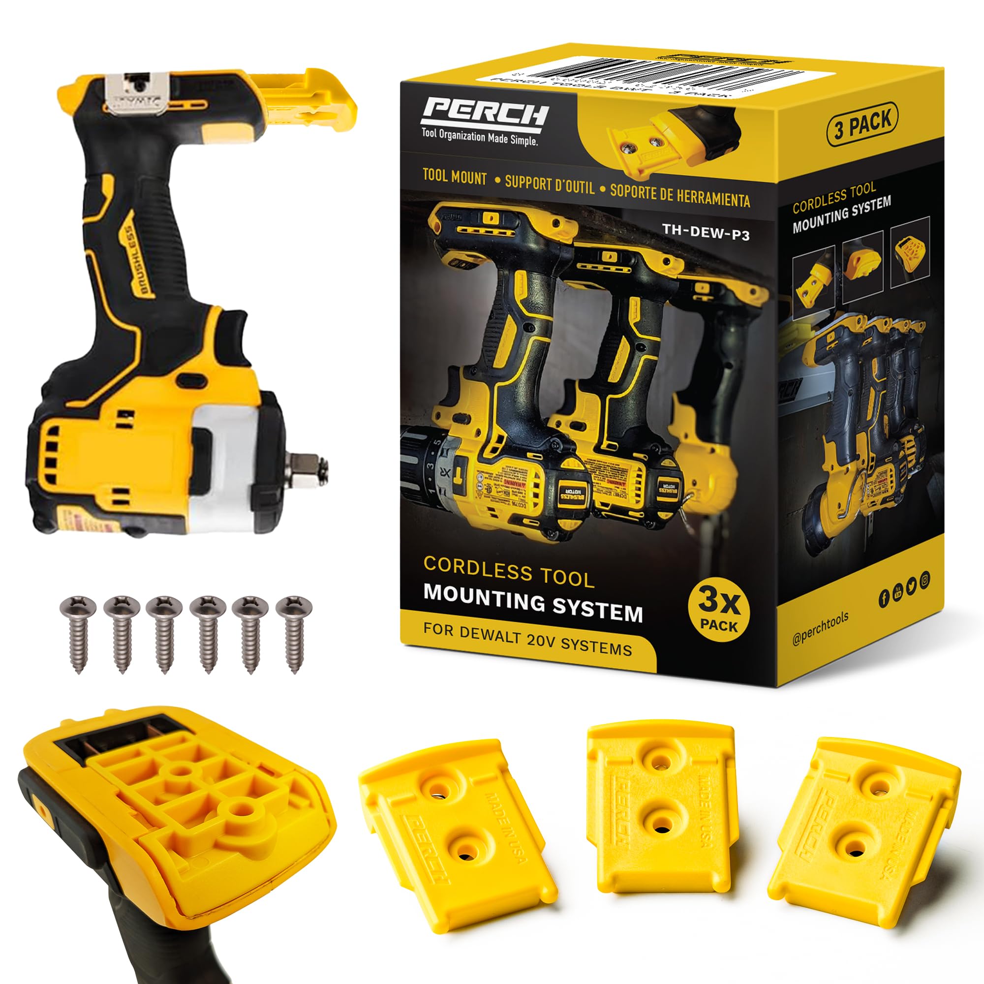 DeWalt Tool Wall Mount - 3 Pack Snap Fit Holder -1