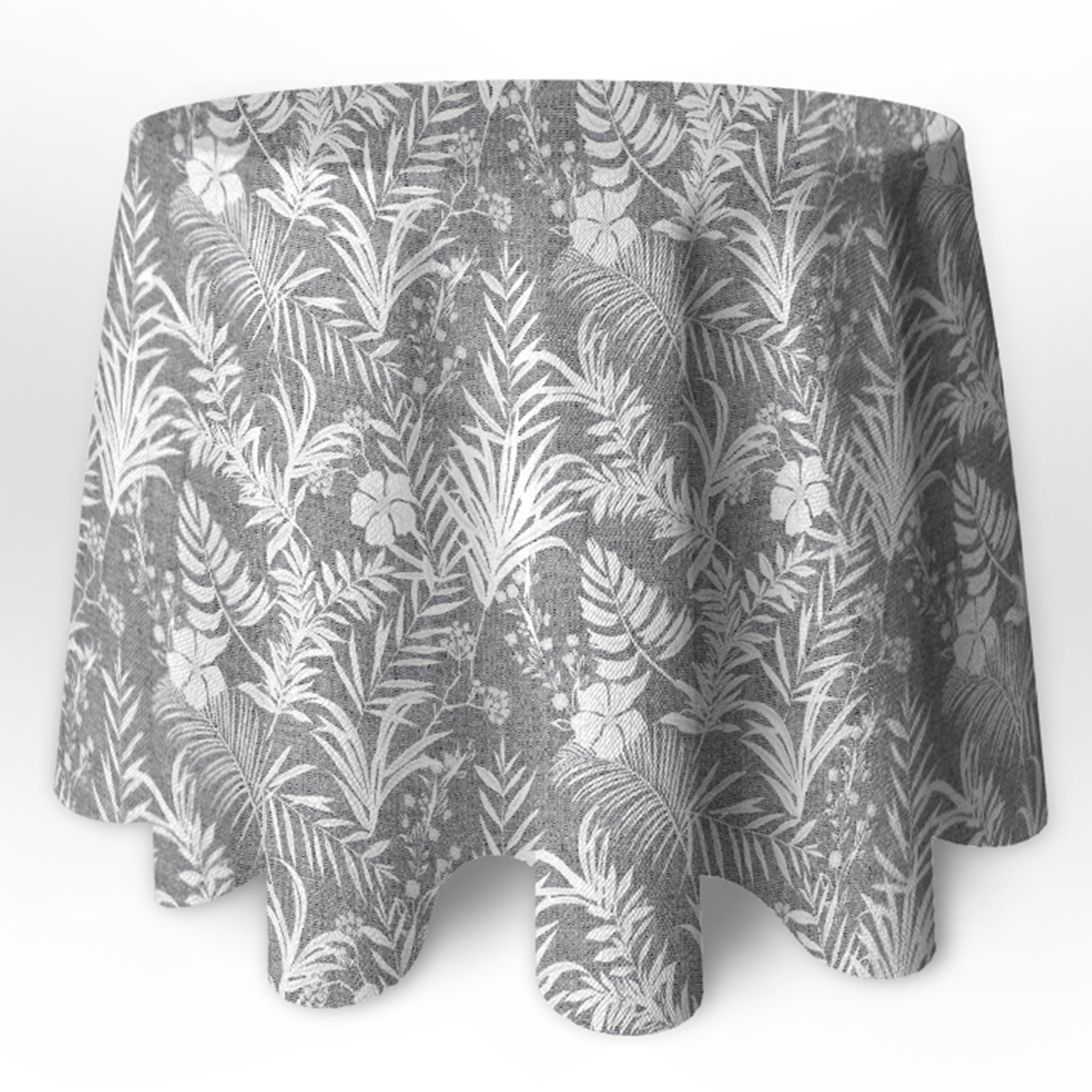 LaFábricadelasTelas -Falda,Ropa de Mesa Camilla Redonda Flores y Hojas Color Agua Marina y Gris. (Gris, 90 Redonda Diámetro)