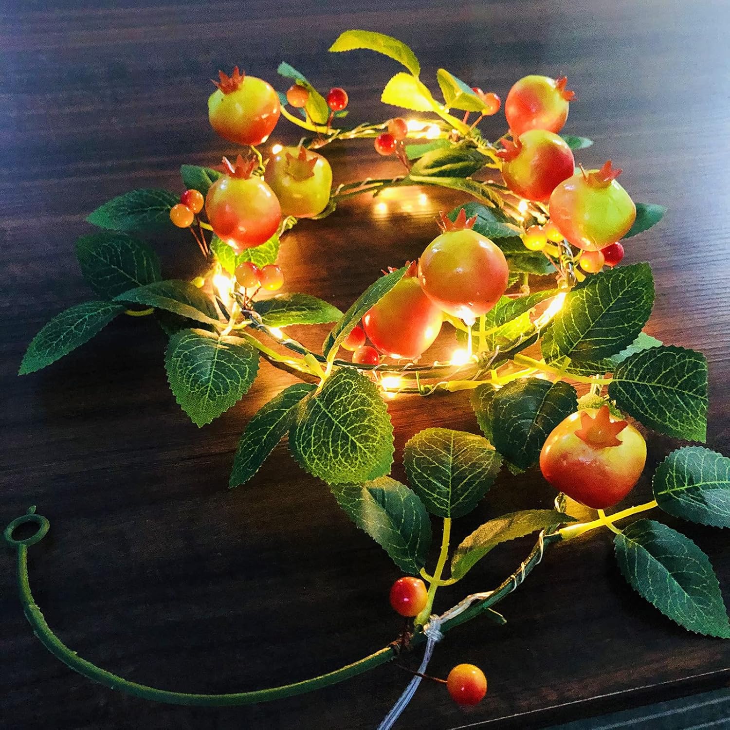 Artificial Fruit Pomegranate String Lights 6.56ft/20LED Rosehips Hanging Vines Plant Garland Foam Berries Light Battery Powered for Home Garden Wedding Party Decor (Z-Pomegranate Light, 4 Pack)