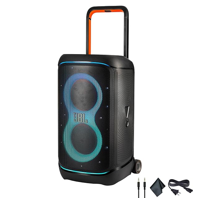 JBL PartyBox 520 Portable Speaker 400W RMS Power AI Sound Boost Telescopic Handle Wheels 15-Hour Battery AUX Cable