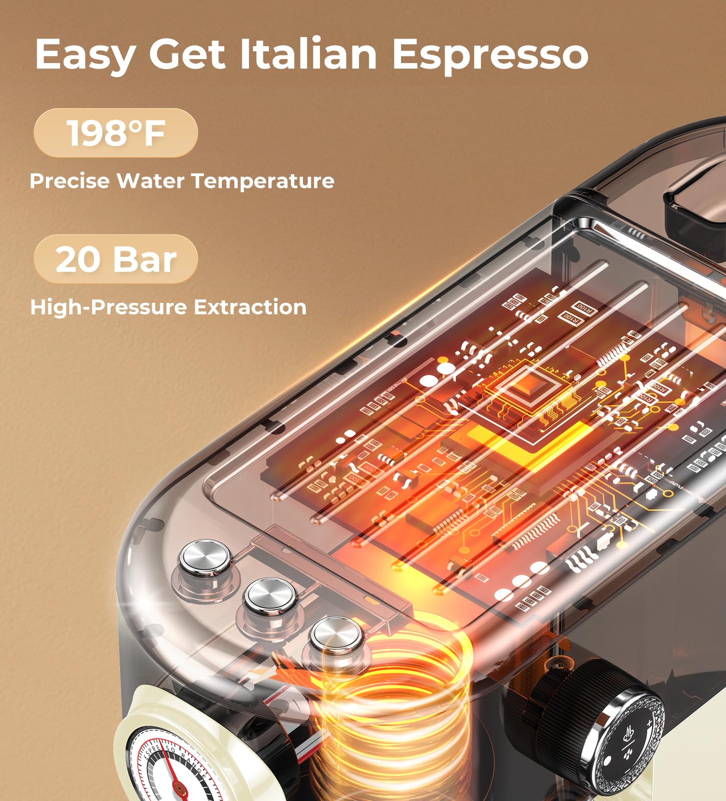 atatix Espresso Machine with Milk Frother, 20 Bar Pressure Espresso Maker view 5