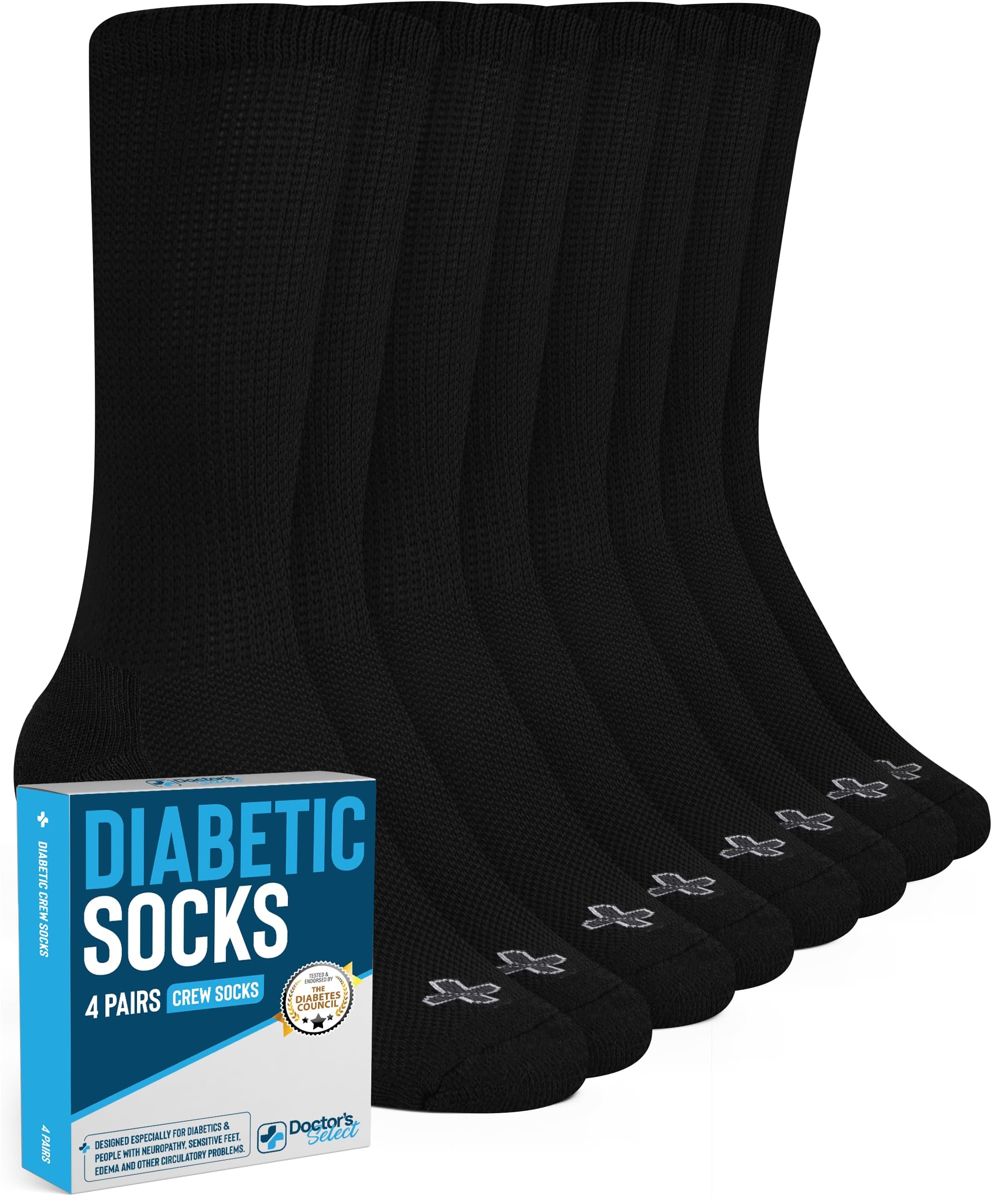 Doctor's Select Diabetic Socks for Men and Women 4 Pairs