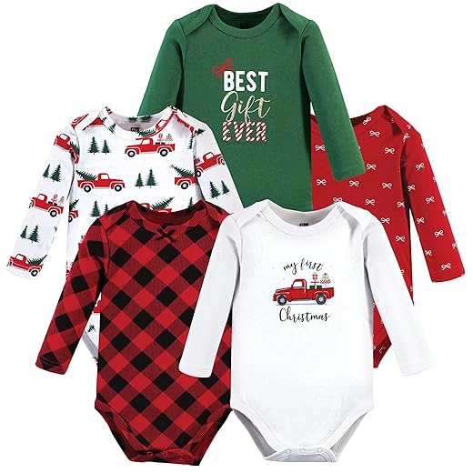 Hudson Baby unisex baby Hudson Cotton Long-sleeve Bodysuits, Christmas Gift, 6-9 Months and Toddler T Shirt Set, Christmas Gift, Months US