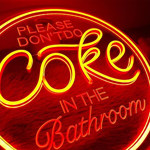 Miniatura 4 de Letrero de neón con texto en inglés «Please Dont Do Coke In The Bath» para decoración de baño, diseño tallado en 3D, letrero LED de neón para