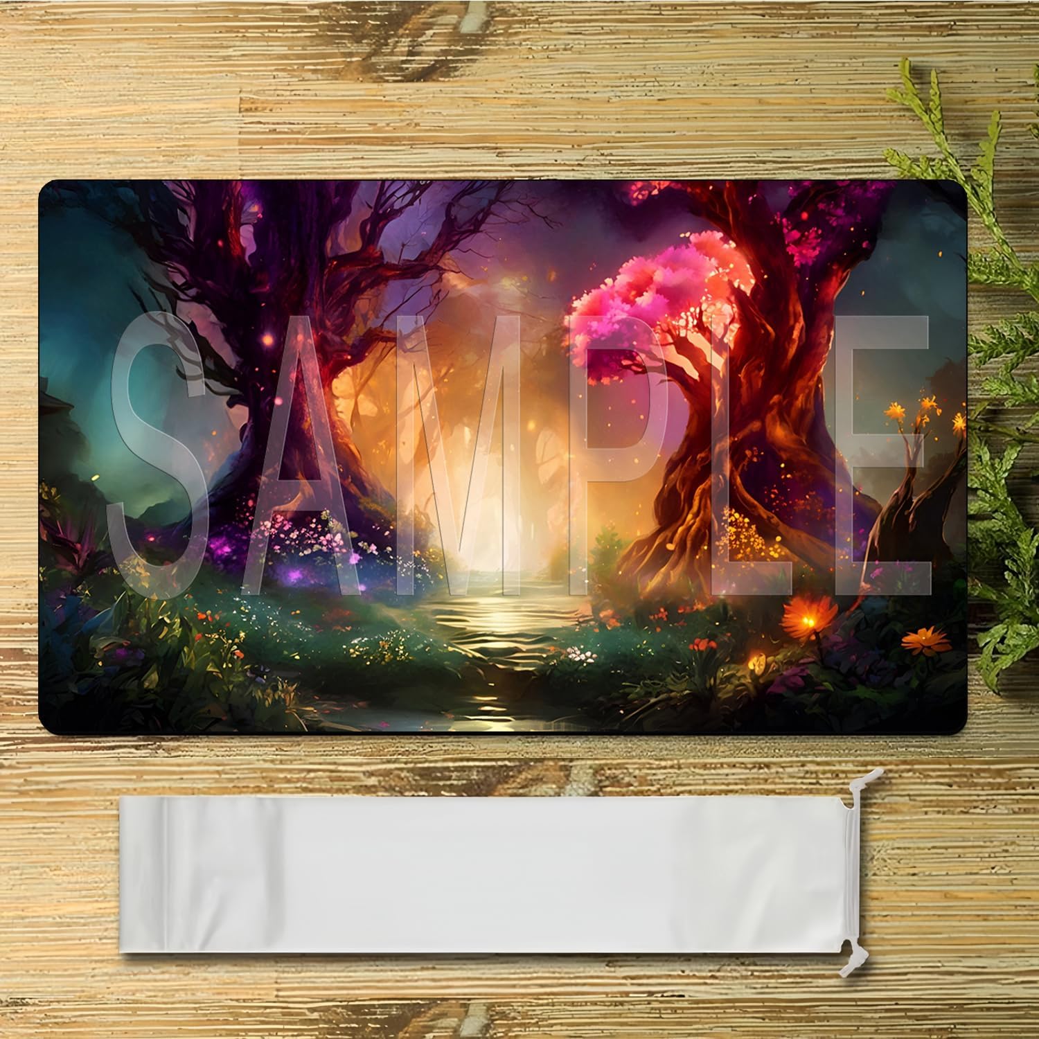 STORKY MTG Playmat, Landscape Board Game Mat with Storage Bag, Mouse Pad for DTCG CCG RPG Trading Card Playing Mat with Zones, Smooth Rubber Surface Battle, 24 x 14 inches, Pink Sakura