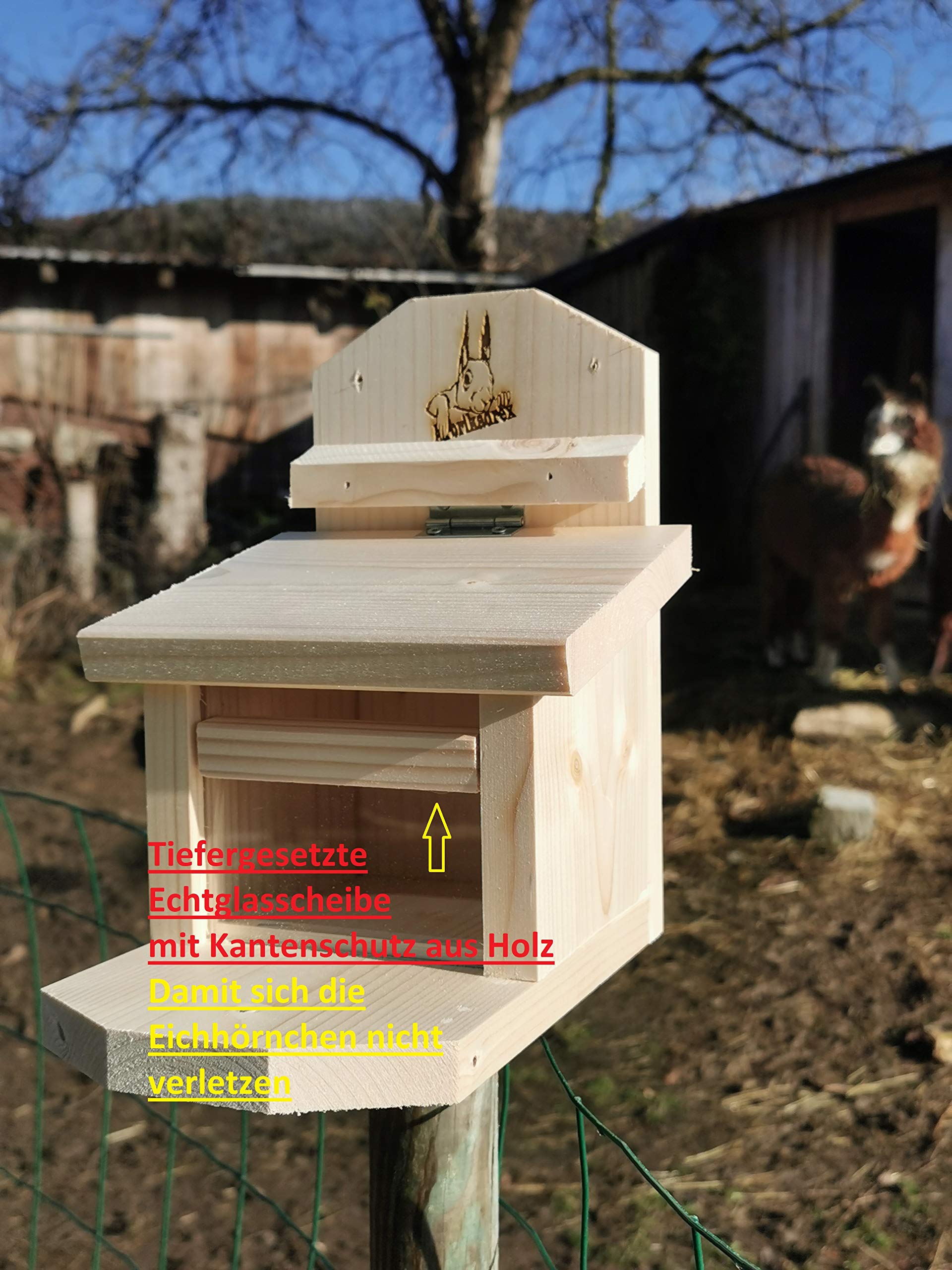 Eichhörnchen Futterhaus aus bayerischem Fichtenholz Made in Germany
