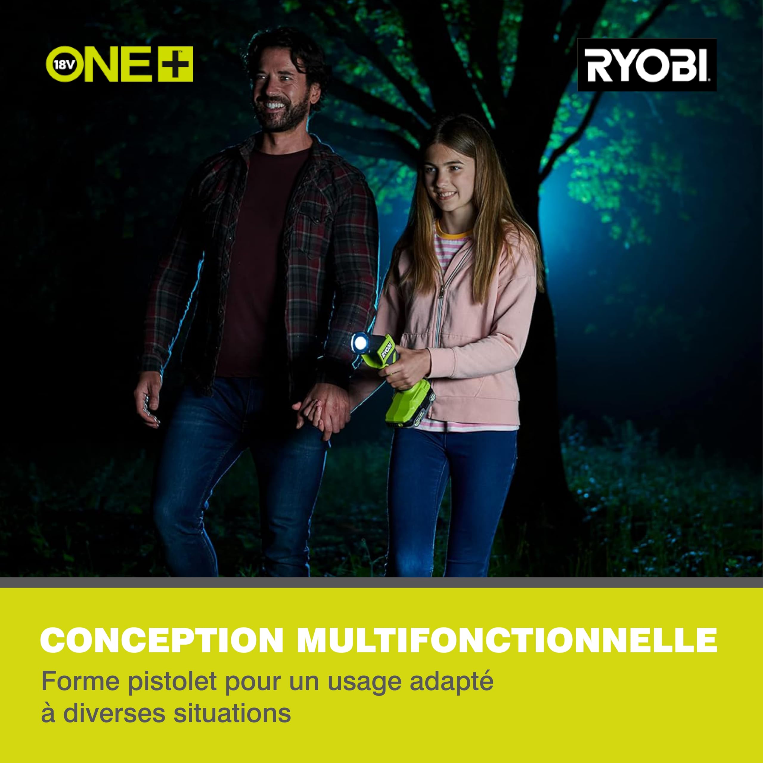 Lampe De Travail LED Compatible Batterie Ryobi 18V - Torche Puissante Pour Bricolage Camping - Neuf