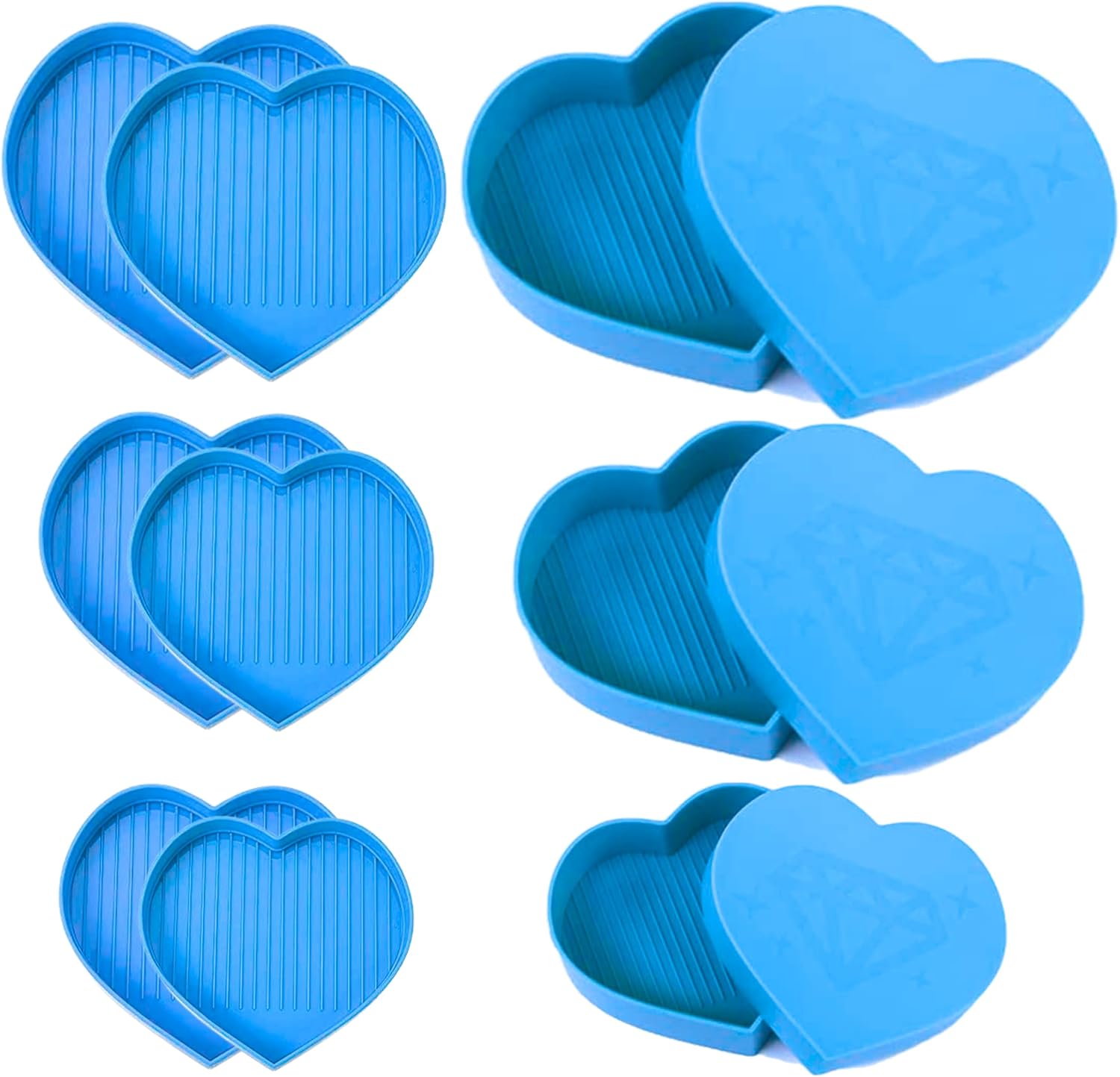 6PCS Dark Blue Diamond Sorting Trays — Heart Diamond