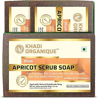Khadi organique handmade apricot scrub soap pack of 3 100% herbal natural soap