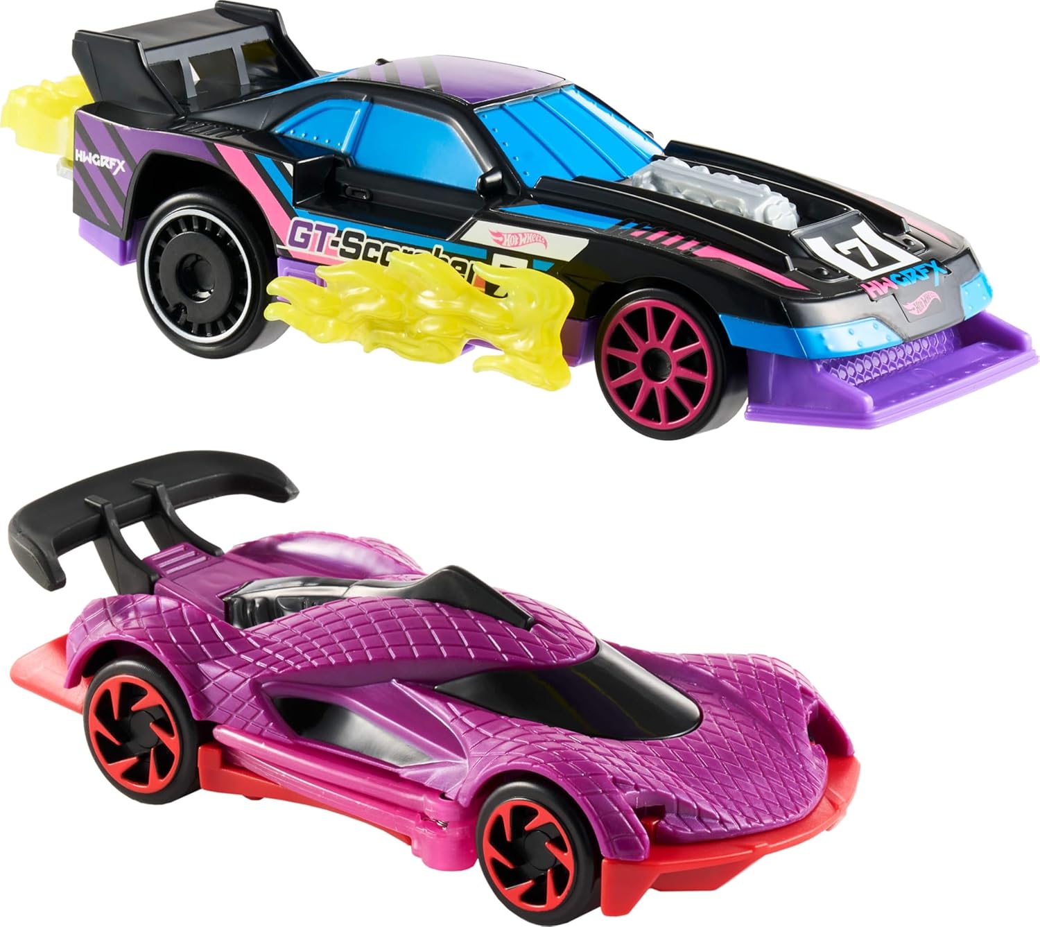 Hot Wheels Let’s Race Activate! Toy Car 2-Pack, GT-Scorcher & Street Shrieker, Roll to Transform or Reveal Surprise Feature Like in the Netflix Series