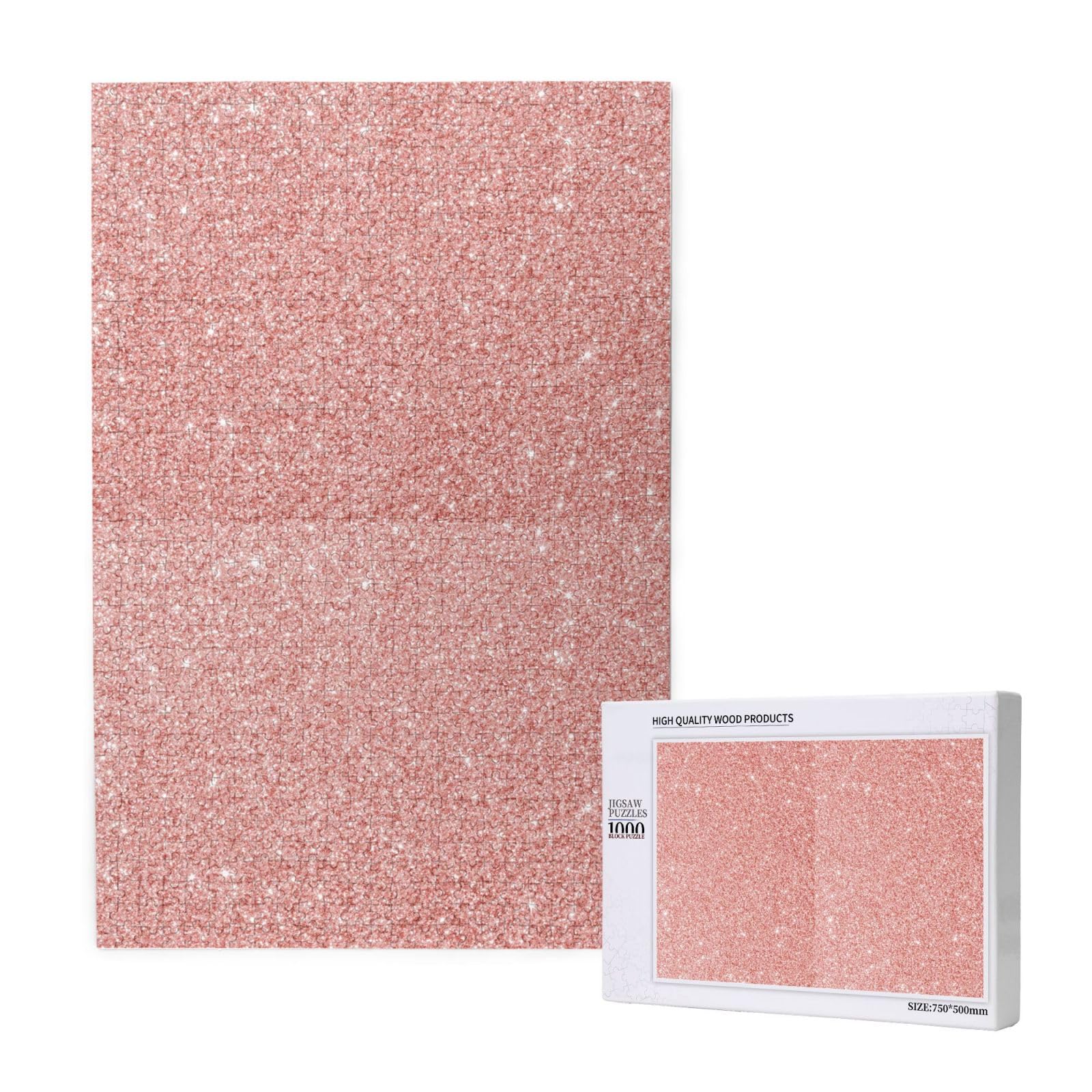 Oro rosa glitter rosa, gioco di puzzle per adulti da 1000 pezzi, puzzle impegnativi, puzzle a incastro