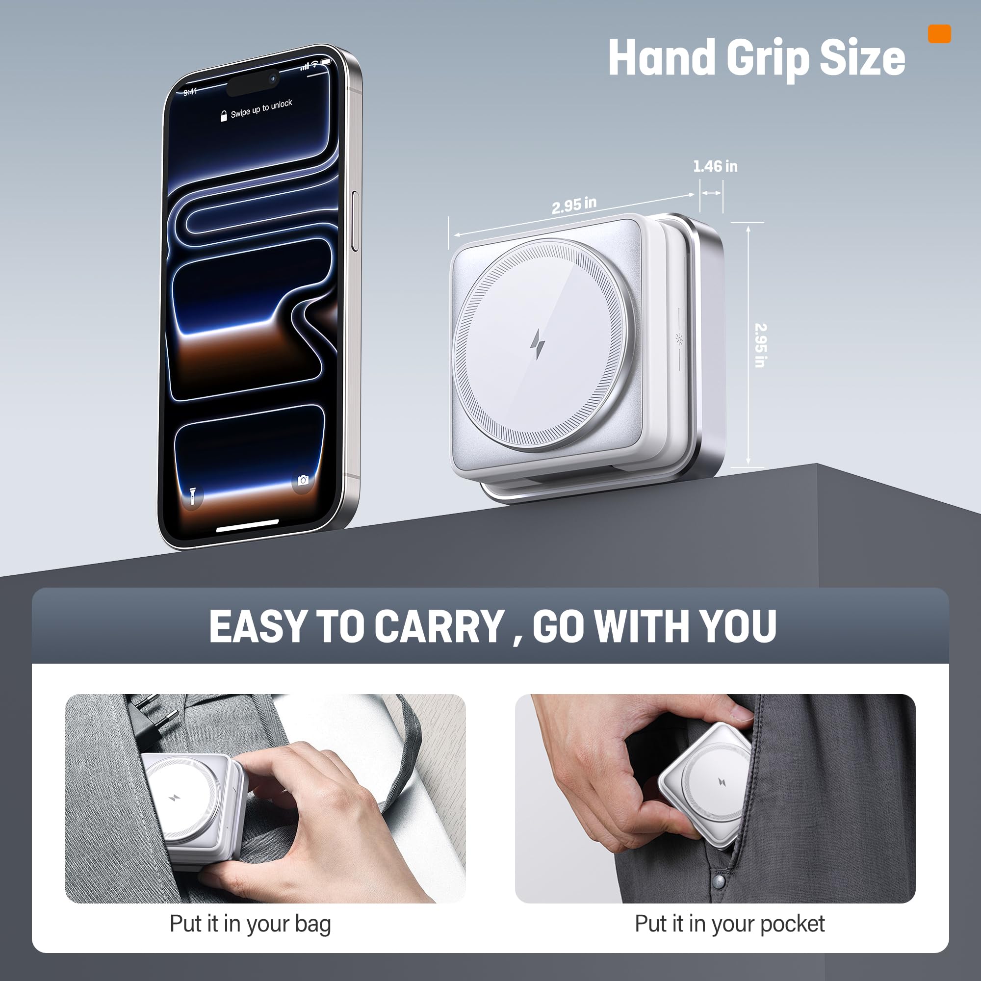 3 in 1 Caricatore Wireless Stazione, Stazione di ricarica Pieghevole Compatibile con MagSafe Charger, Rapida Wireless Phone Charger Stand per iPhone 17/16/15/14/13/12 Série, 2/3/Pro, Apple Watch