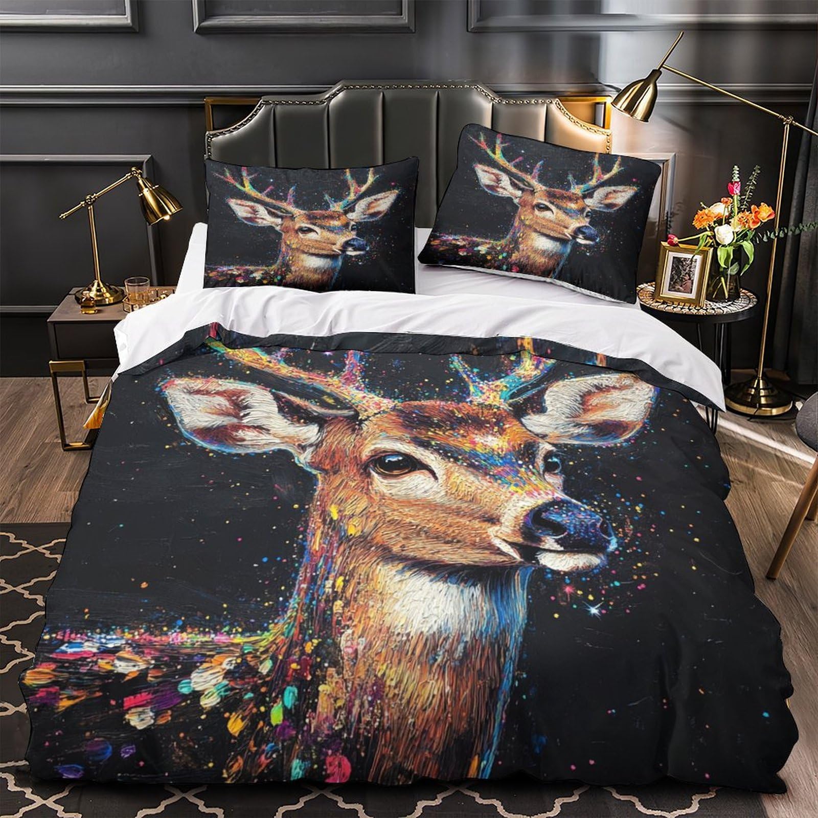 Housse de couette cerf imprimé 3D en microfibre anti-décoloration de qualité