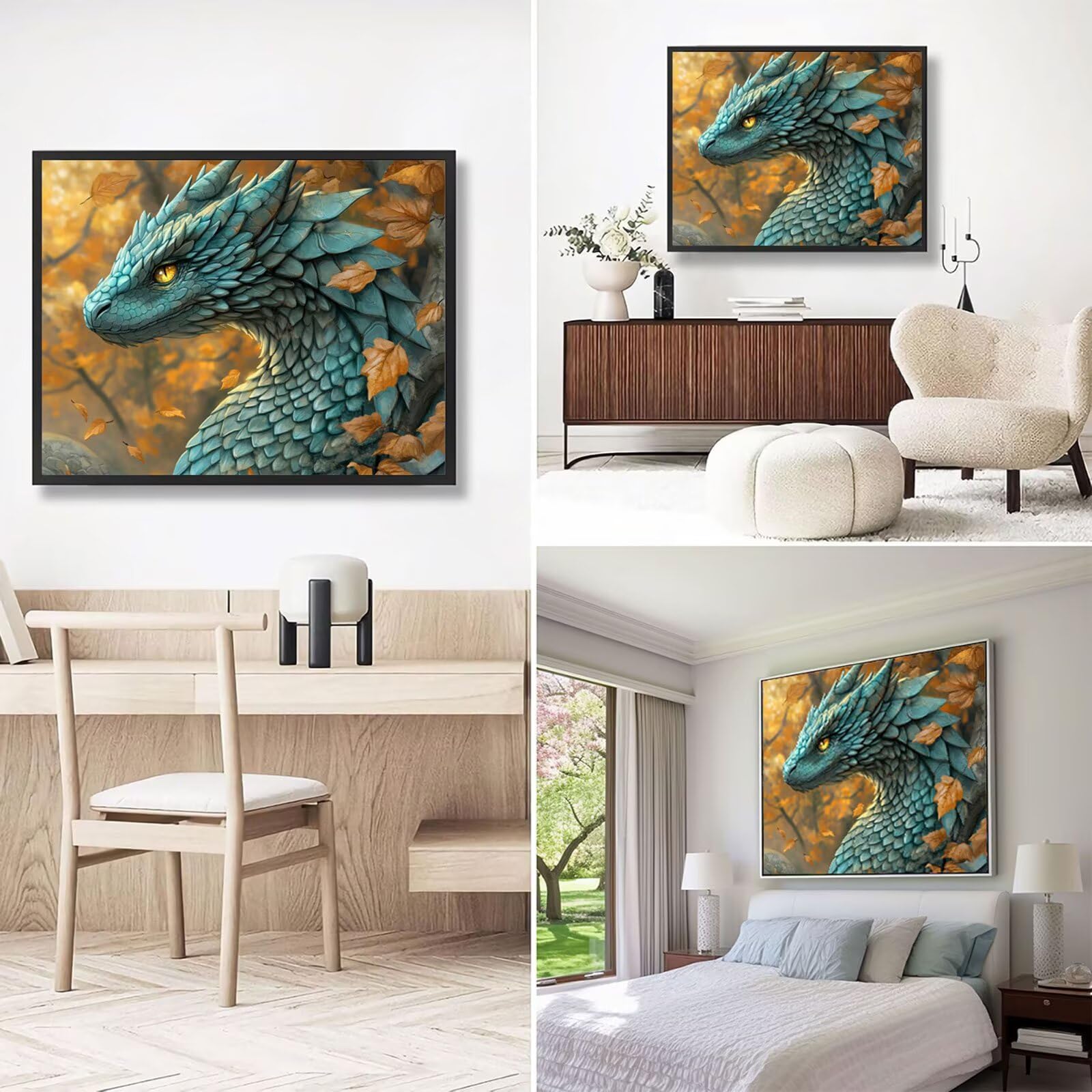 Dipingere con i Numeri Adulti Drago Dipingere con i Numeri Autunno Paint by Numbers Hobby Creativi Adulti Fai Da Te Tela di Pittura a Olio Kit, Decorazioni Donna Regalo 60x80cm Senza Cornice Y3-513
