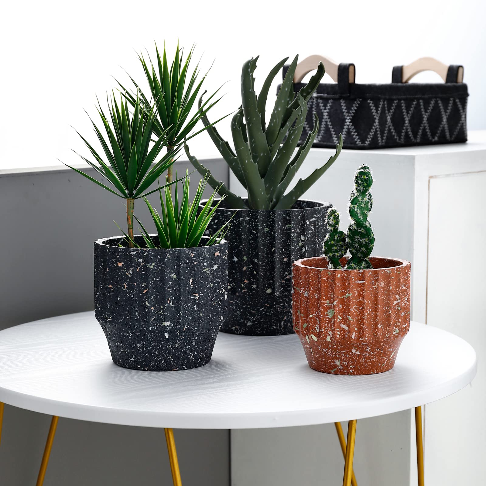 Vasi da Giardino Fioriere in Cemento per Interni ed Esterni, vasi per Piante a Punto di spruzzo con Motivo in Pietra Vasi per Interni con Fori di drenaggio per l'home Office