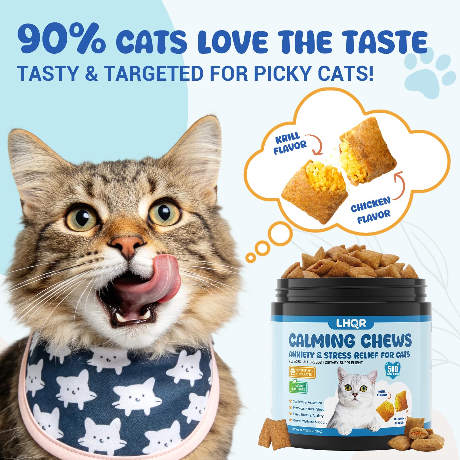 500 Calming Chews for Cats, Helps Reduce Stress with Melatonin, Relaxation for Travel, Boarding,Separation, Grooming Anxiety -with Ashwagandha, Organic Chamomile, L-Theanine & L-Tryptophan Chicken - image 5
