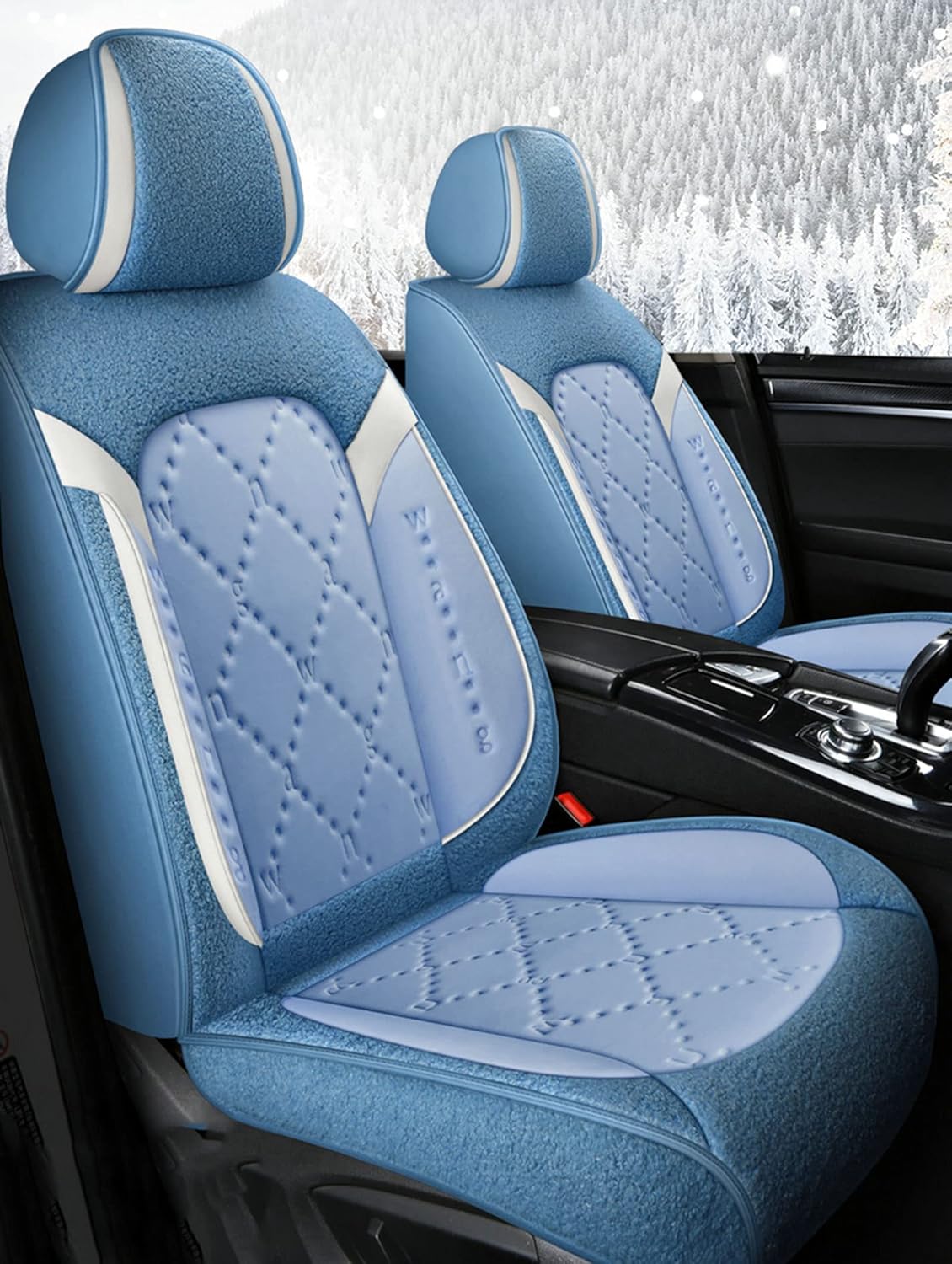 Plush Car Seat Covers Universal Winter Warm Seat Cushion Pad Mat Protector Automobiles Interior Covers Auto Accessories Styling,Blue