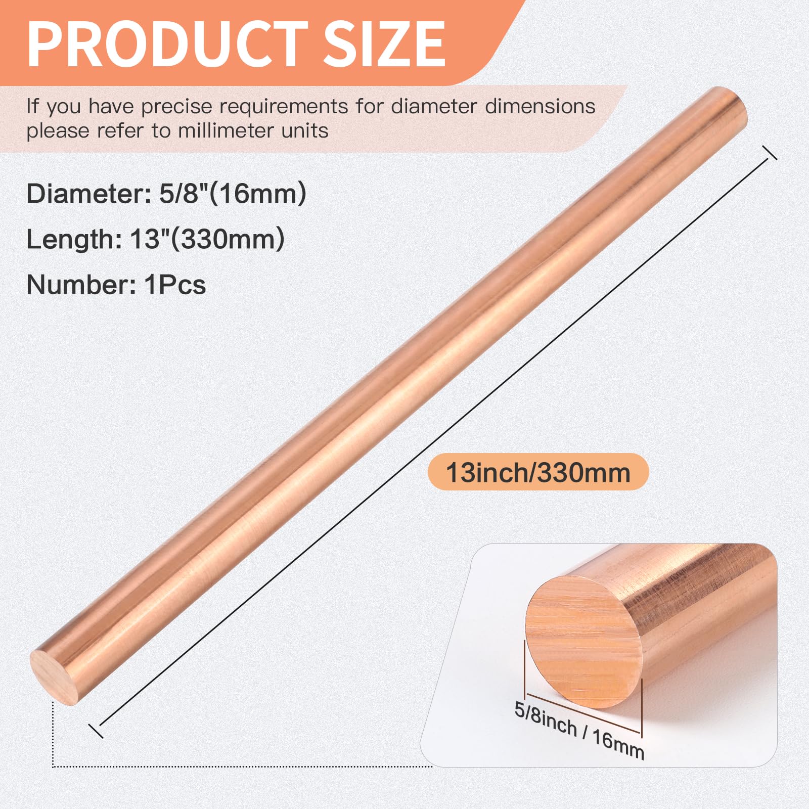 Barre/tige En Cuivre 3/4 De Pouce X 6 Pouces De Long - Neuf - Matériau De Bricolage